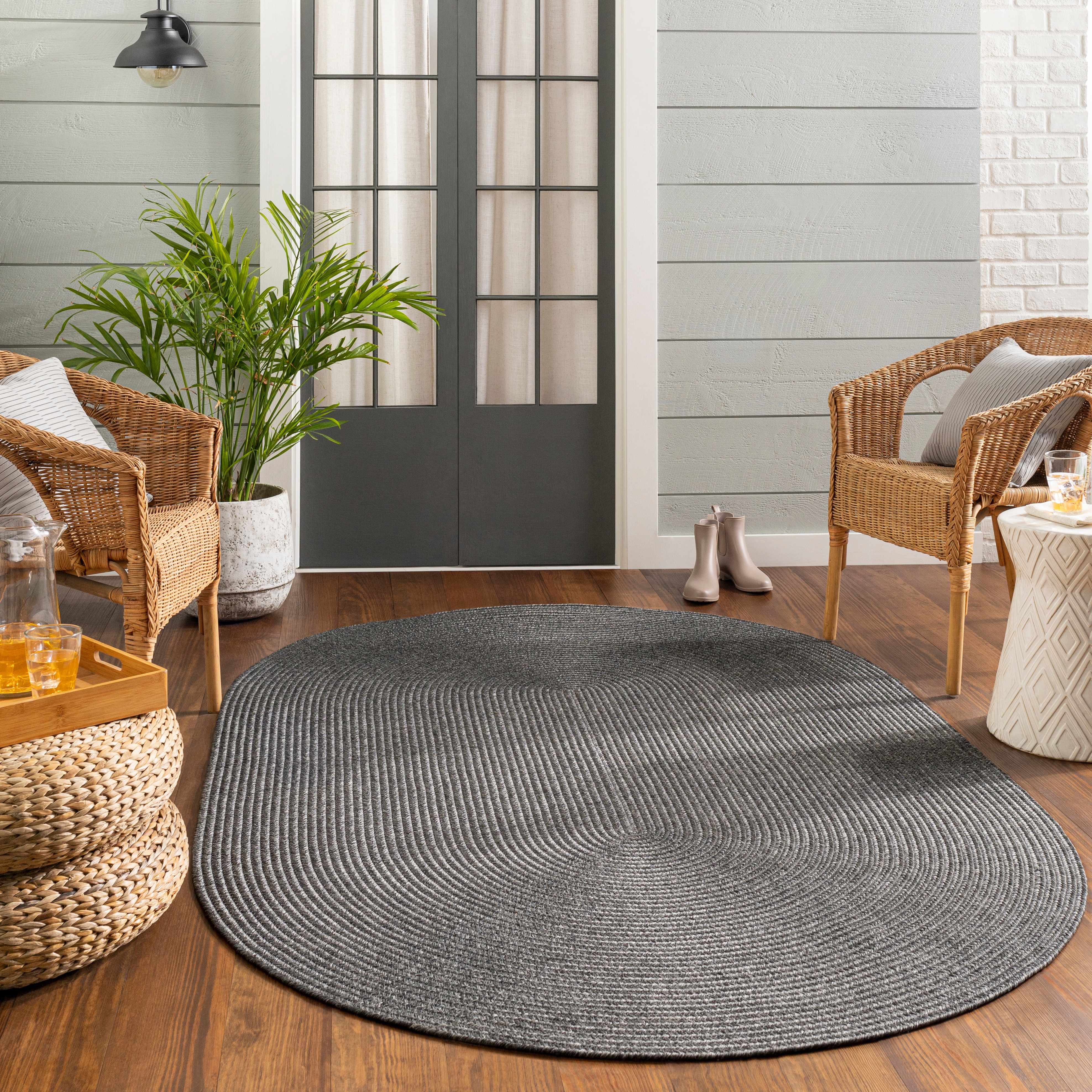 Black Braided Faux Jute Rug - Image 12