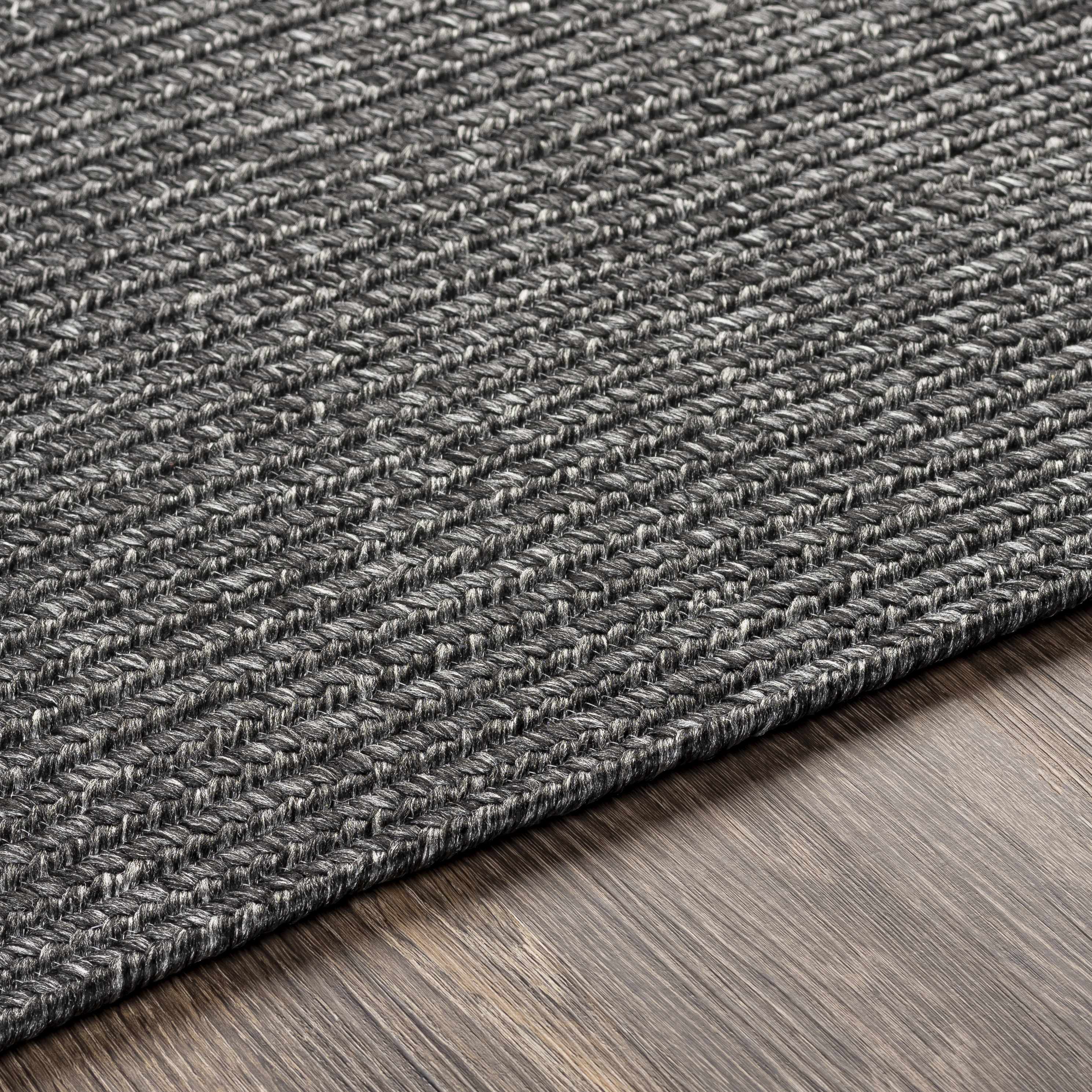 Black Braided Faux Jute Rug - Image 4
