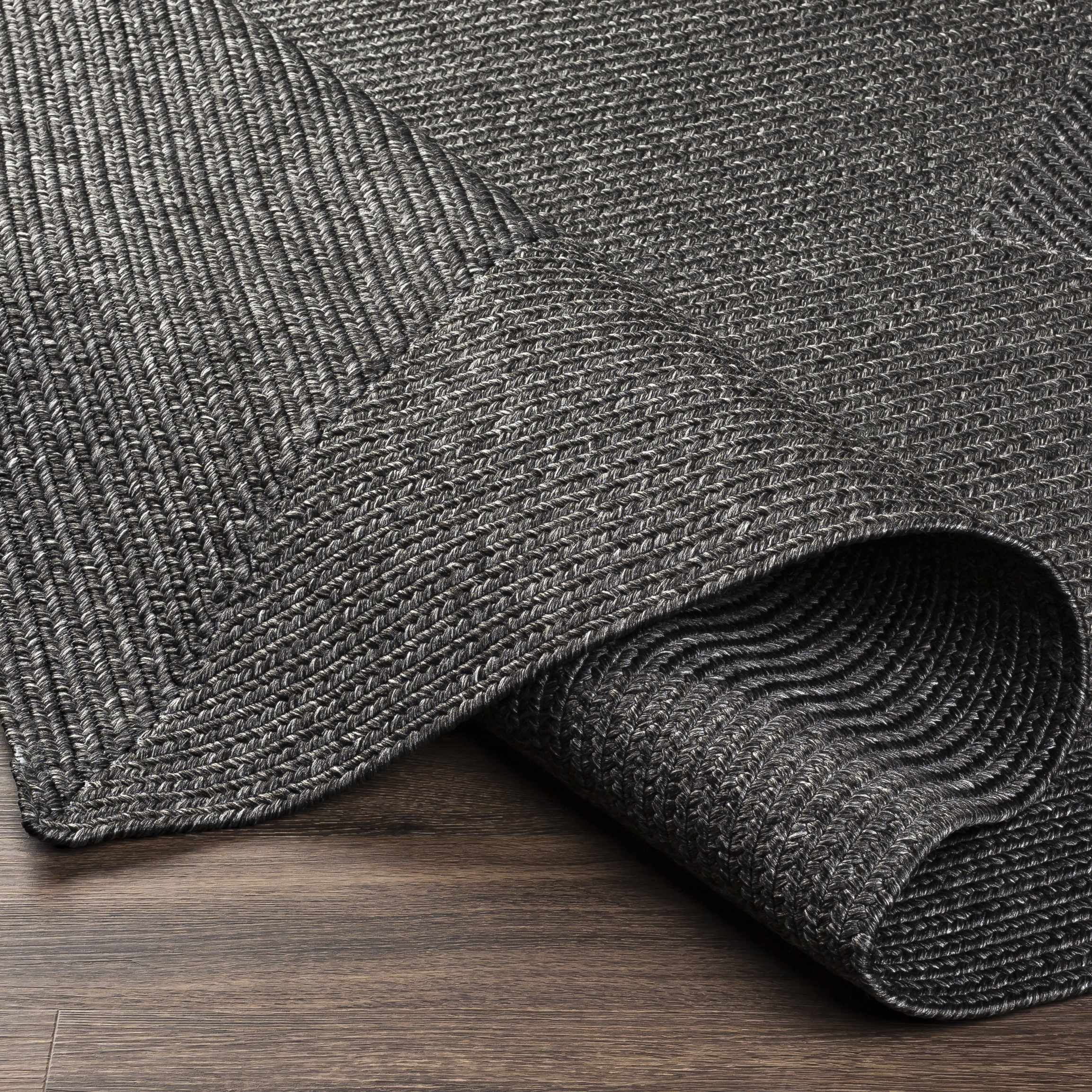 Black Braided Faux Jute Rug - Image 6