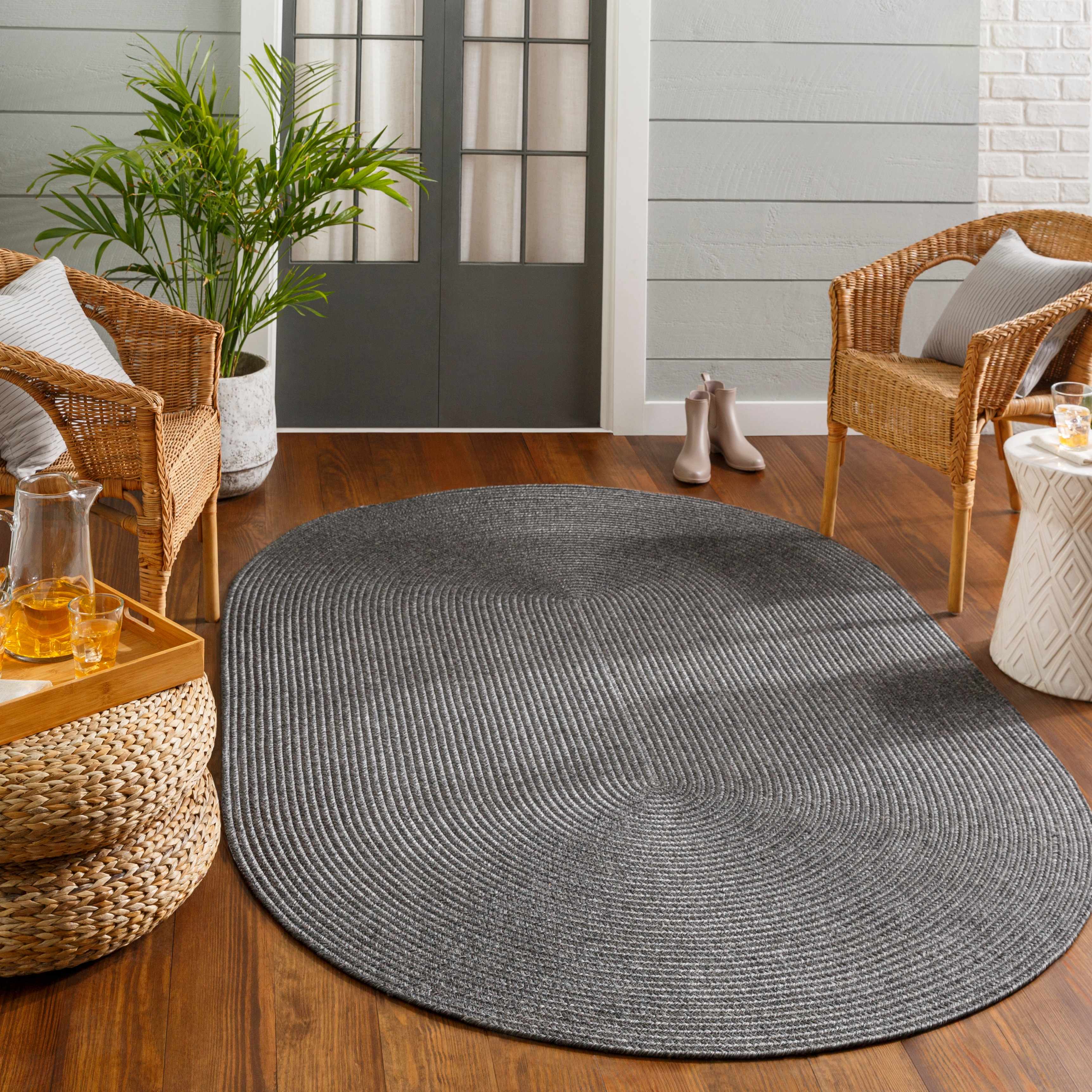 Black Braided Faux Jute Rug - Image 8