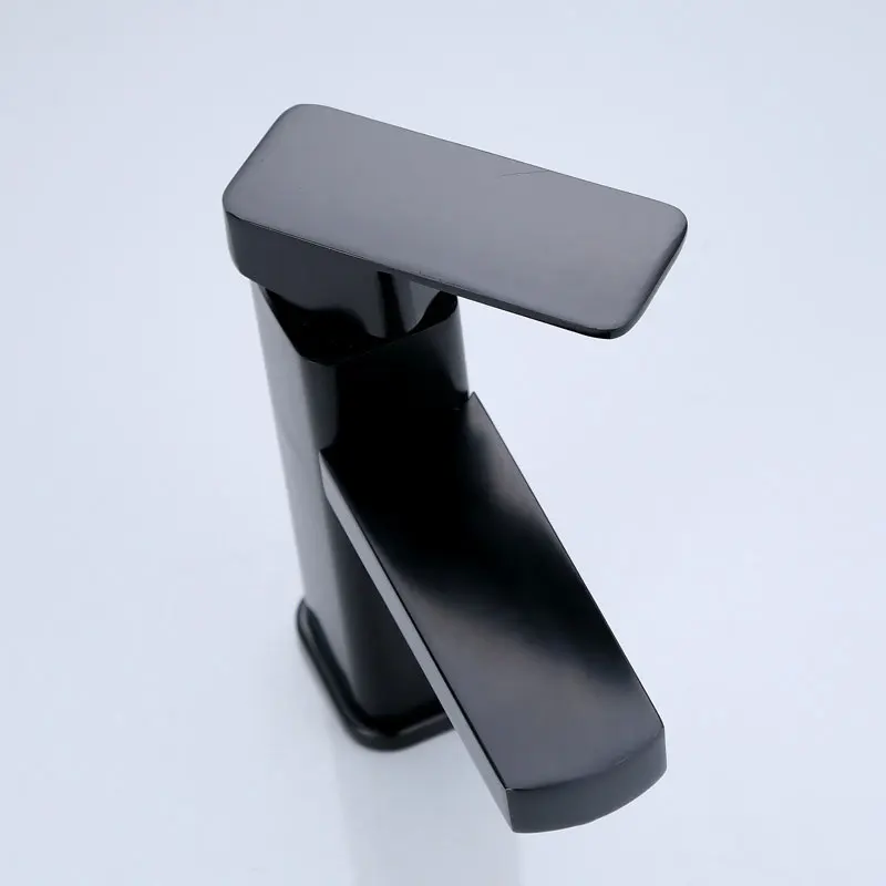 Black Chrome Bathroom Faucet Hot Cold Mixer Deck Mounted Vanity Sink Tap - Image 2