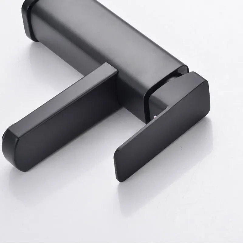 Black Chrome Bathroom Faucet Hot Cold Mixer Deck Mounted Vanity Sink Tap - Image 5