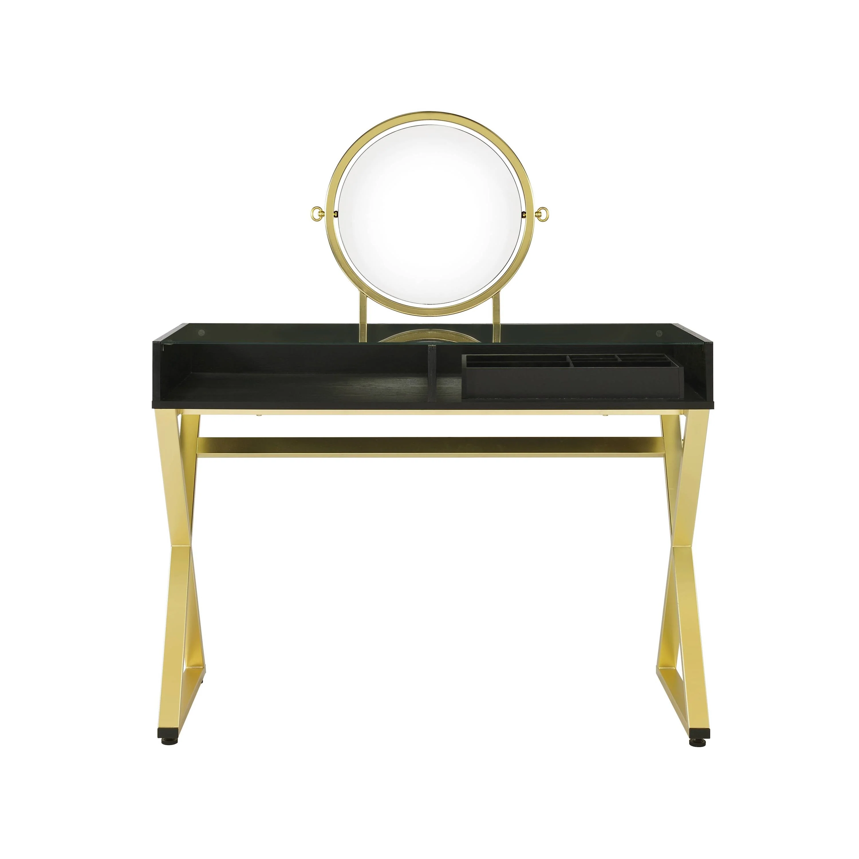 Black & Gold Finish Vanity Desk - Image 2