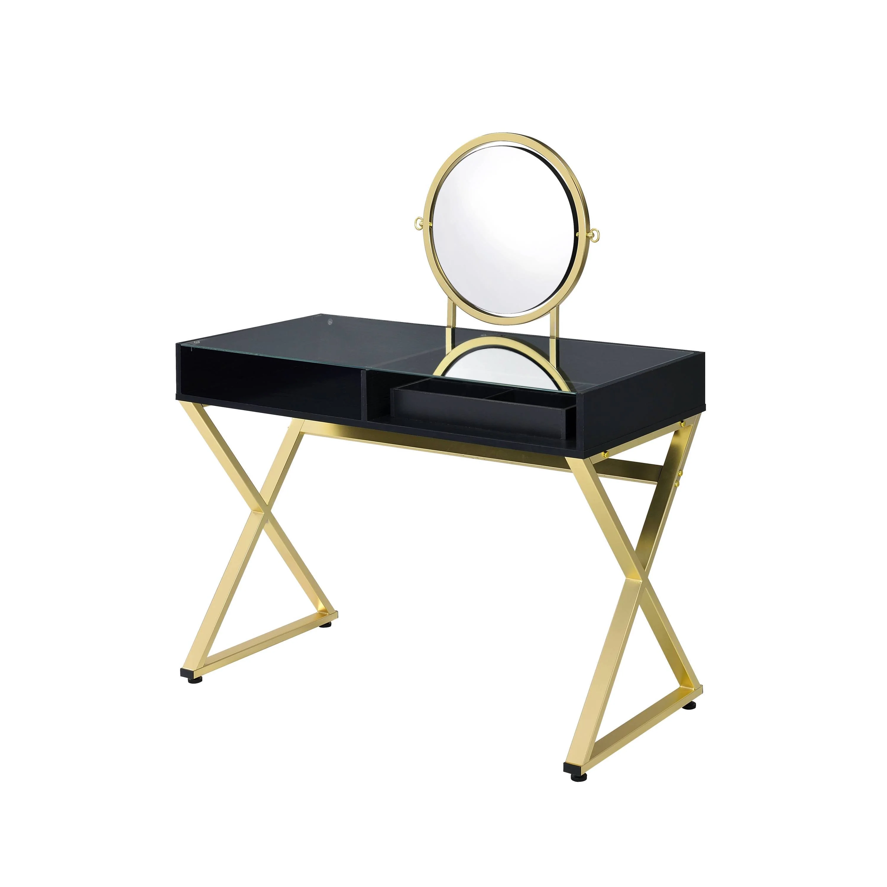 Black & Gold Finish Vanity Desk - Image 3