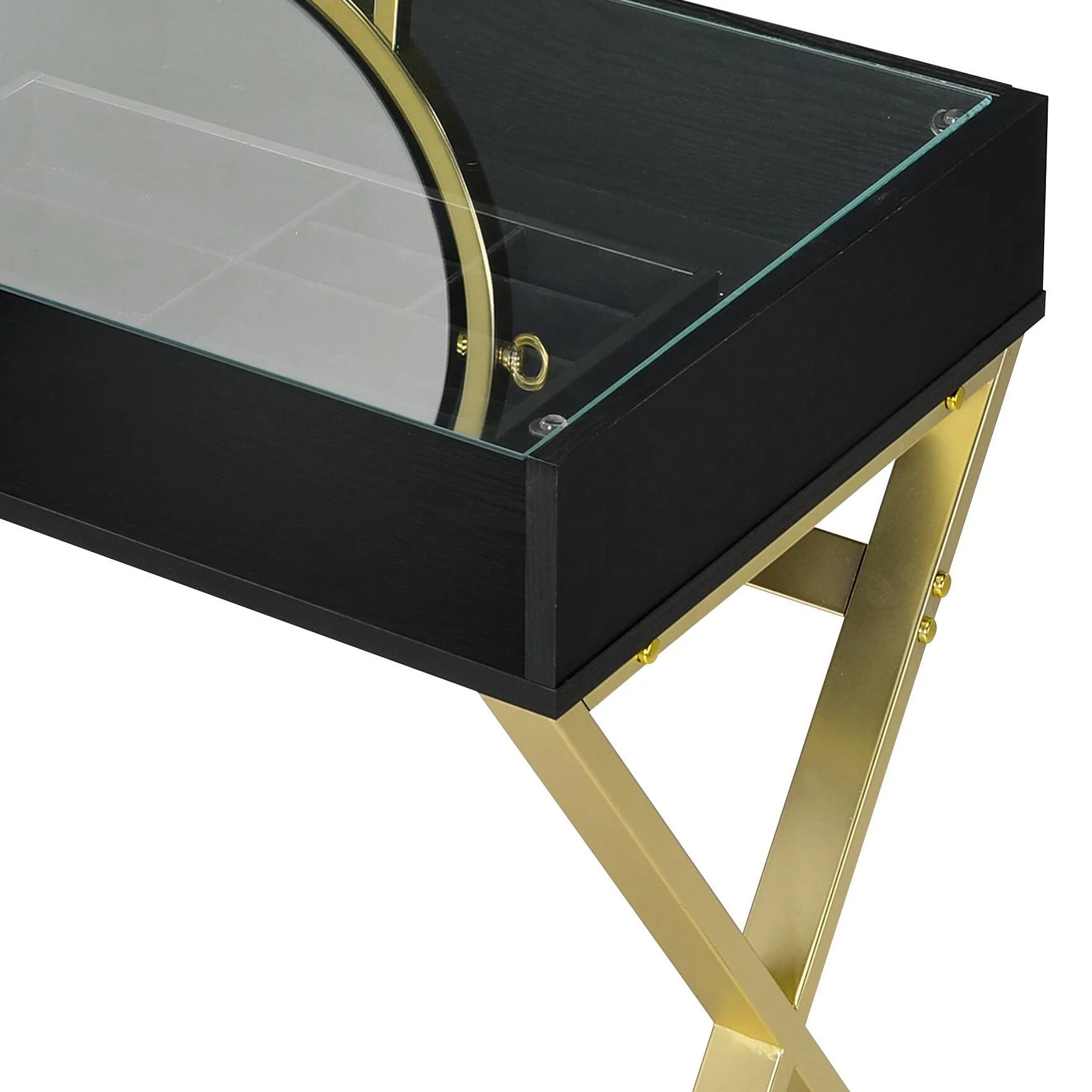 Black & Gold Finish Vanity Desk - Image 4