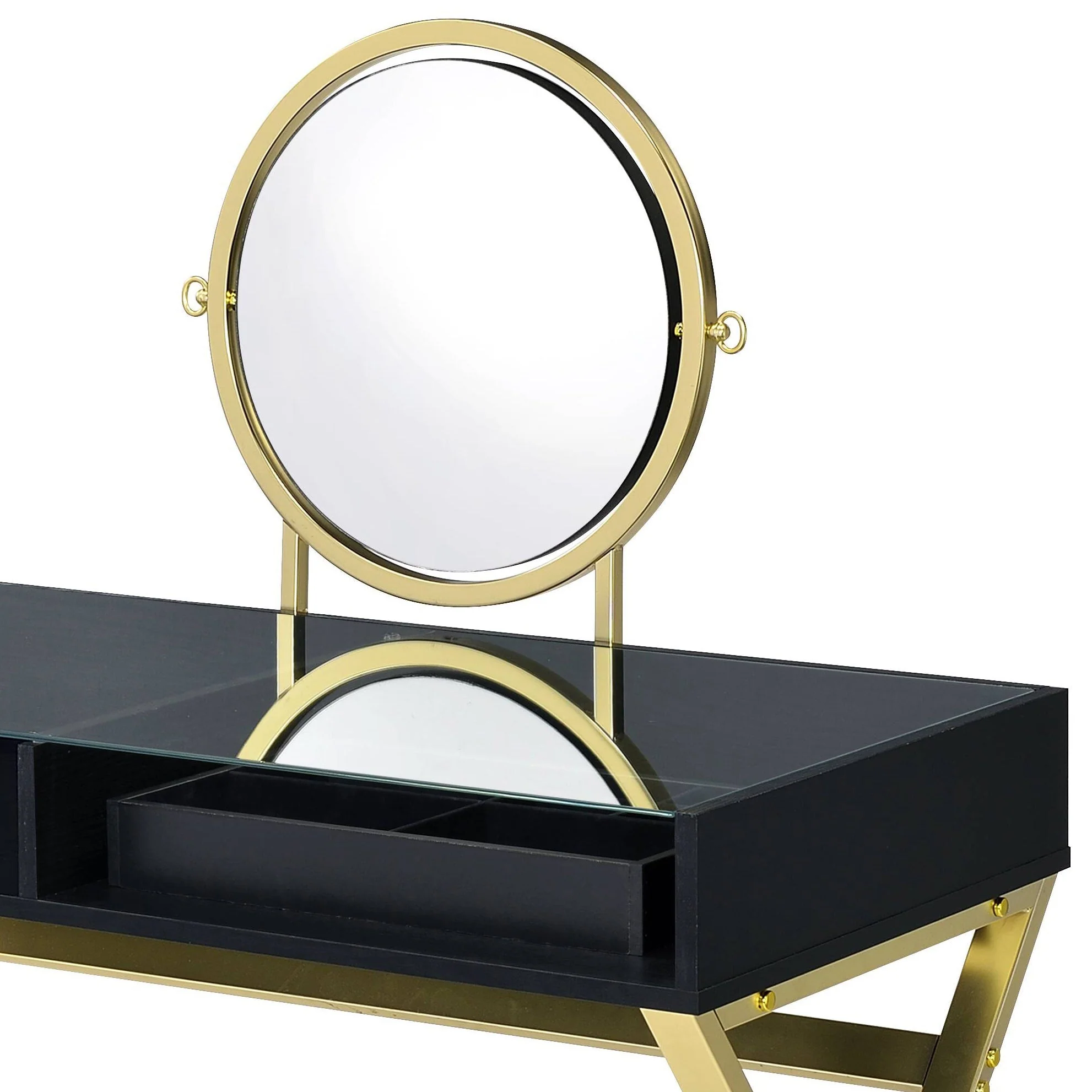 Black & Gold Finish Vanity Desk - Image 5