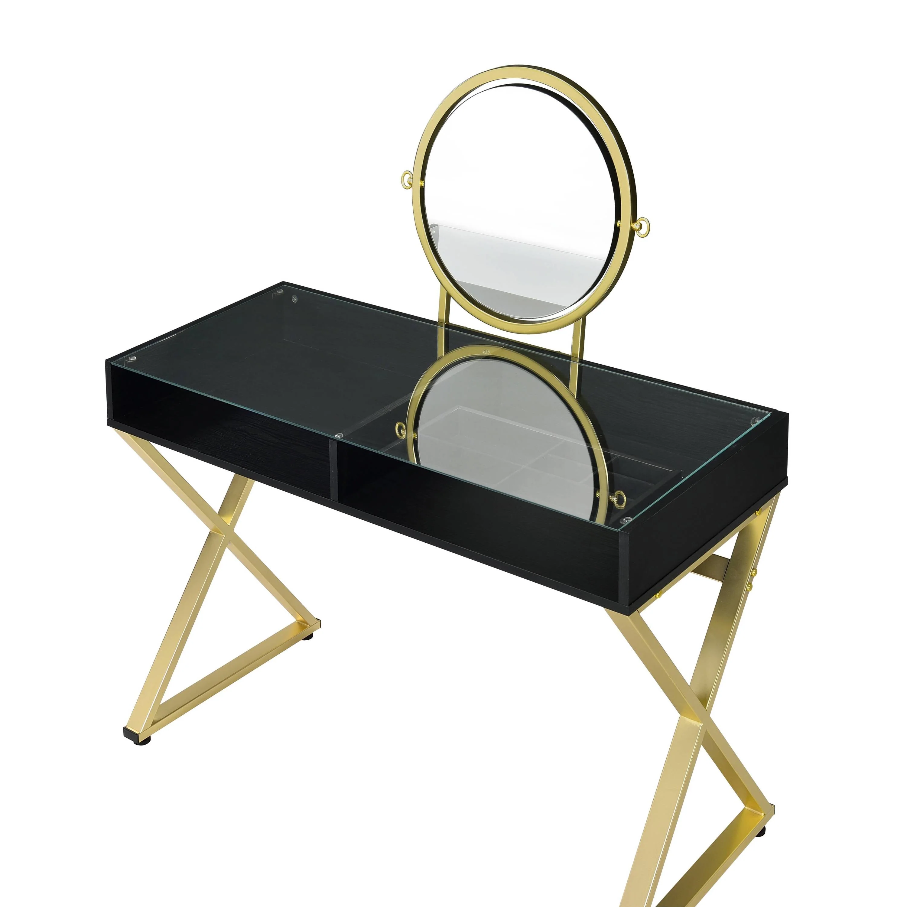 Black & Gold Finish Vanity Desk - Image 6