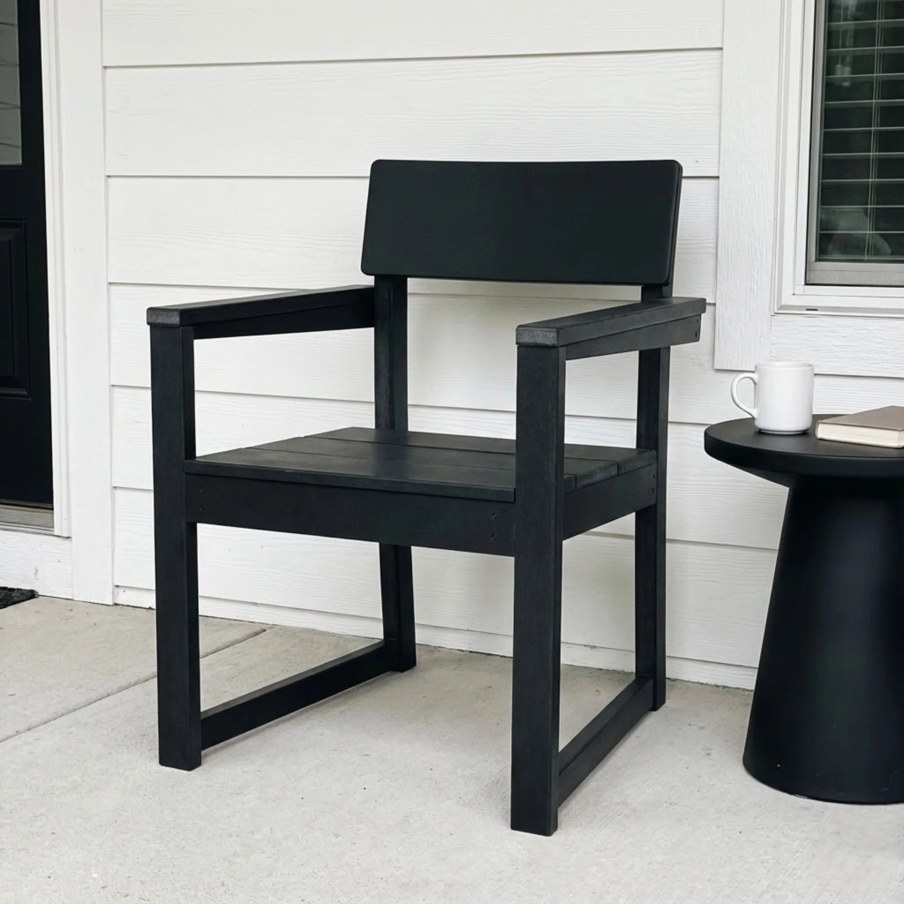 Black HDPE Outdoor & Garden Armchairs with Modernist Design - Image 2