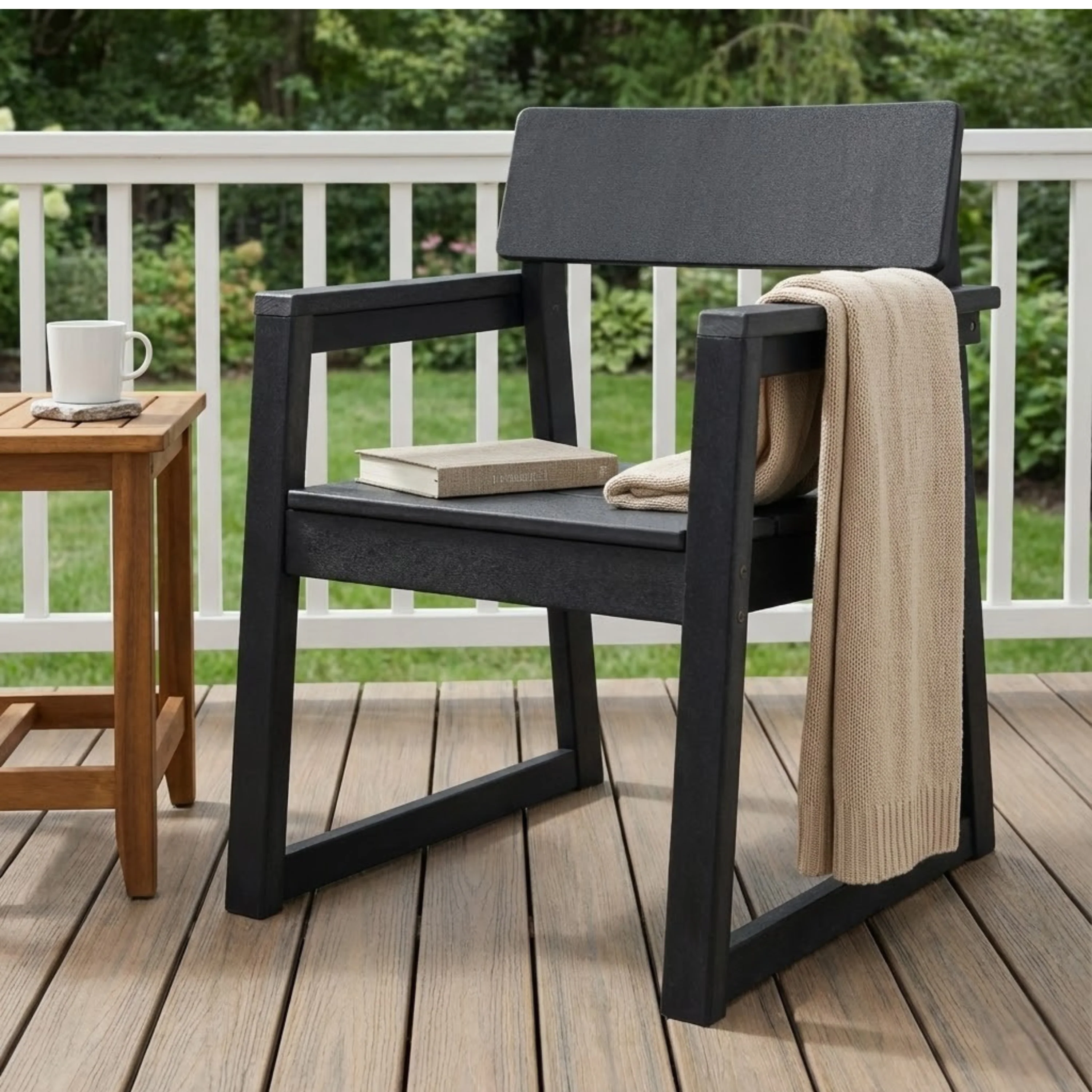 Black HDPE Outdoor & Garden Armchairs with Modernist Design - Image 5