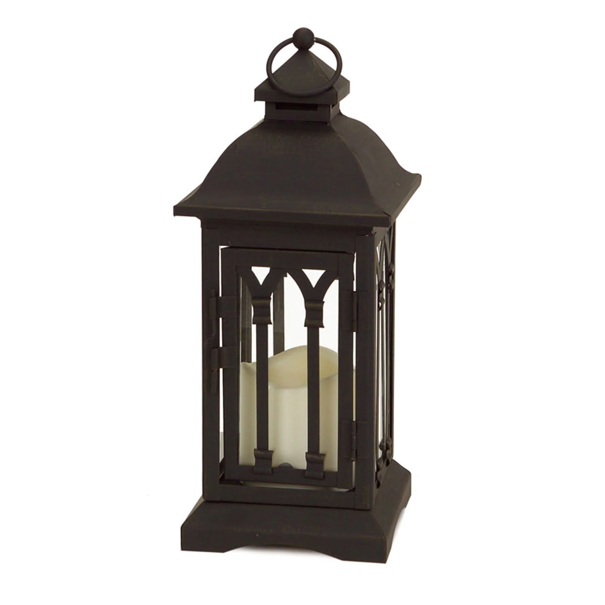 Black Metal Lantern with LED Candle (Set of 2) - Image 2