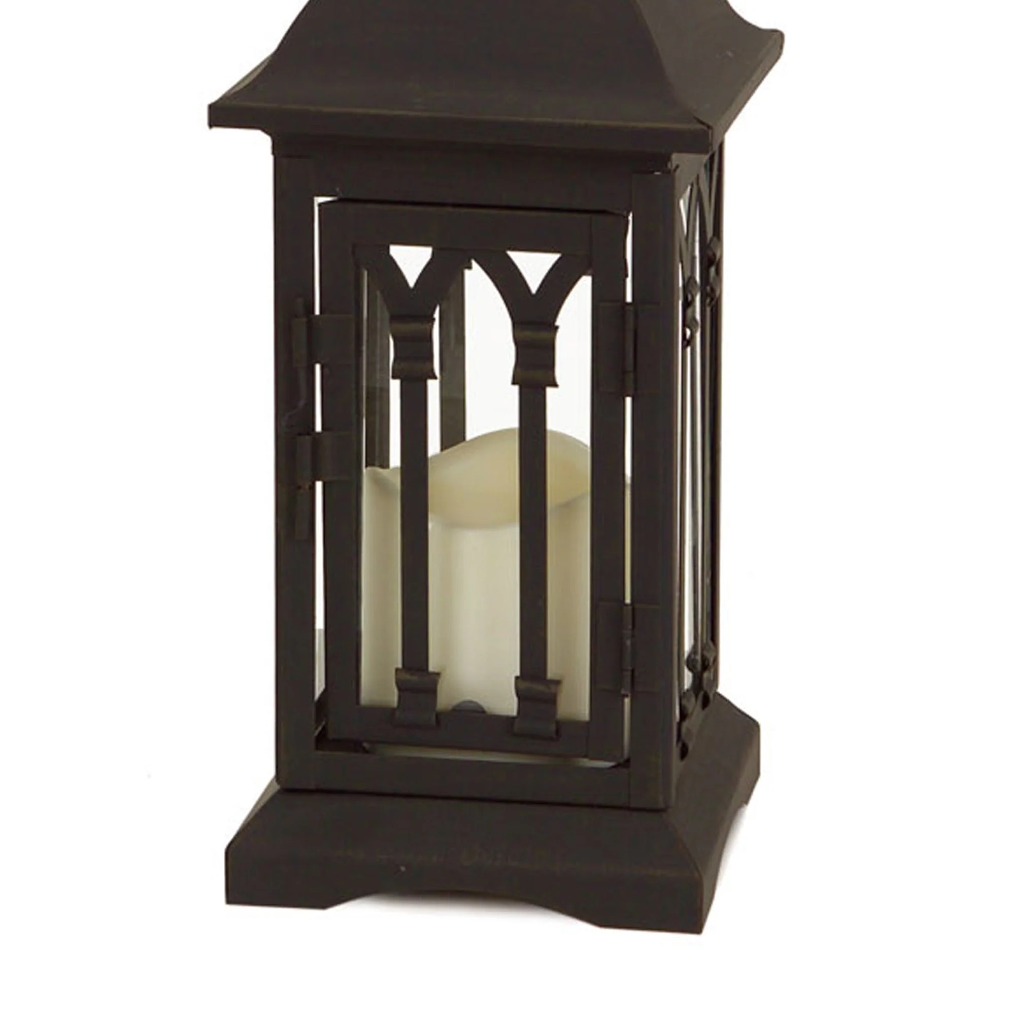 Black Metal Lantern with LED Candle (Set of 2) - Image 3