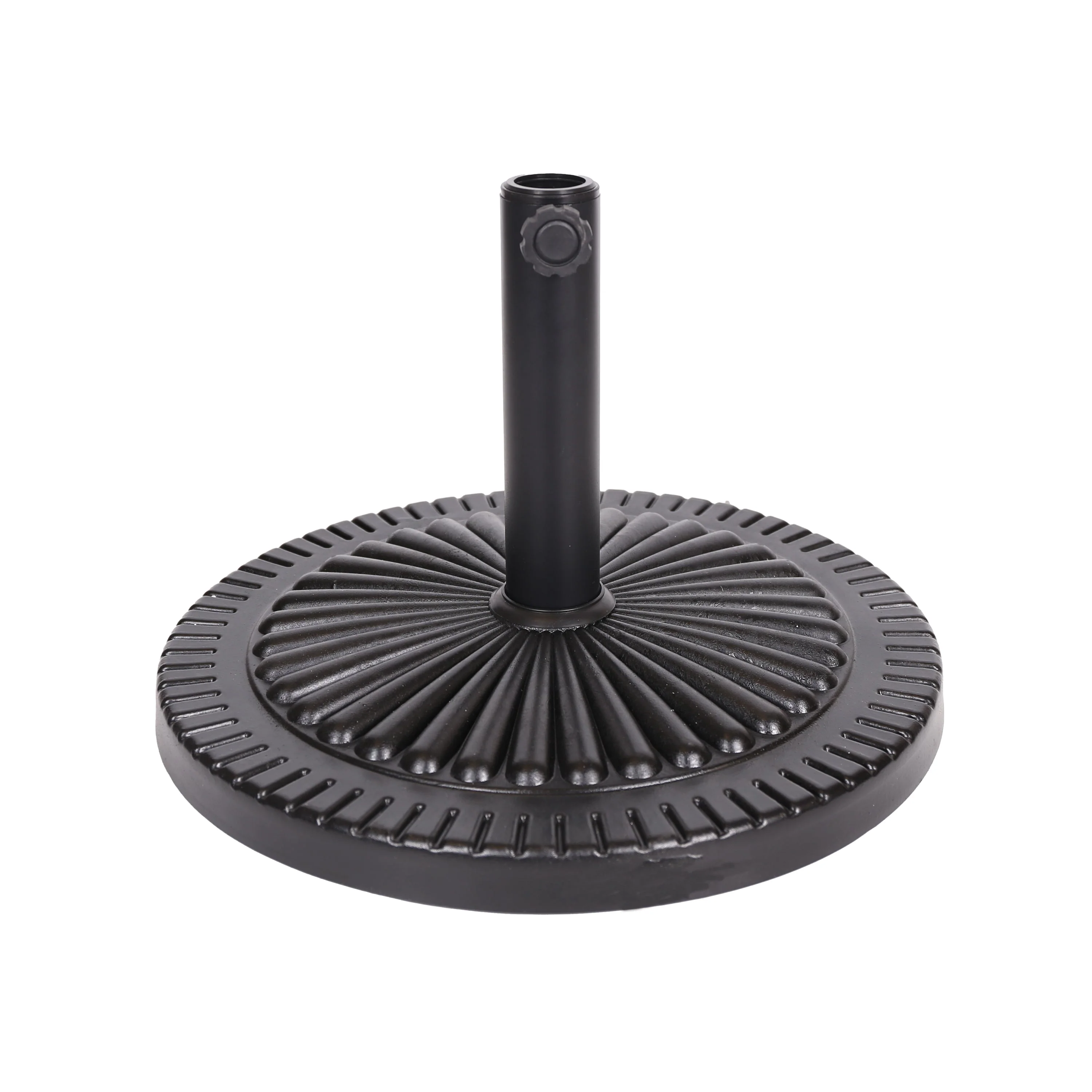Black Rock Resin Outdoor Umbrella Base with Steel Support in Black Finish - Image 4