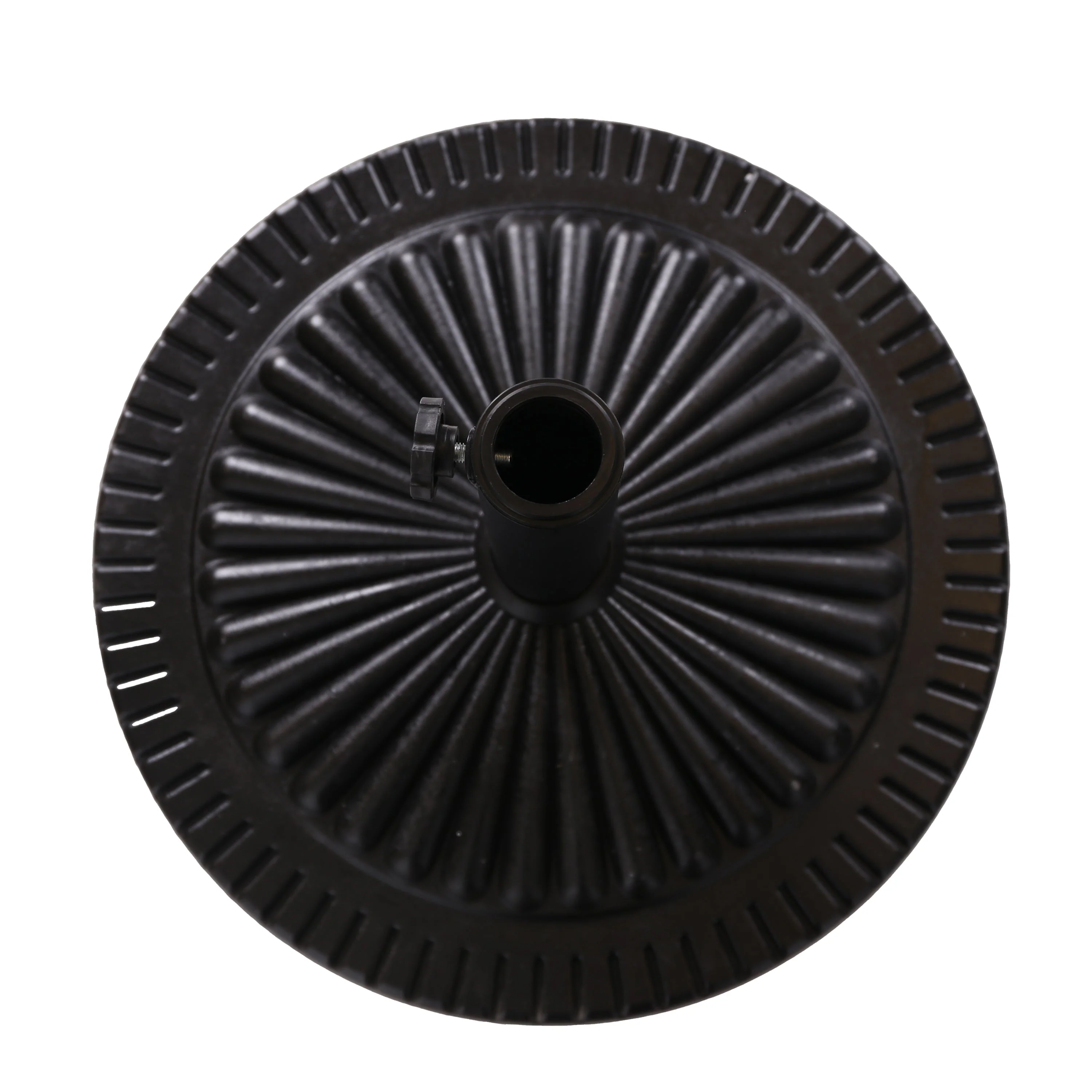 Black Rock Resin Outdoor Umbrella Base with Steel Support in Black Finish - Image 5