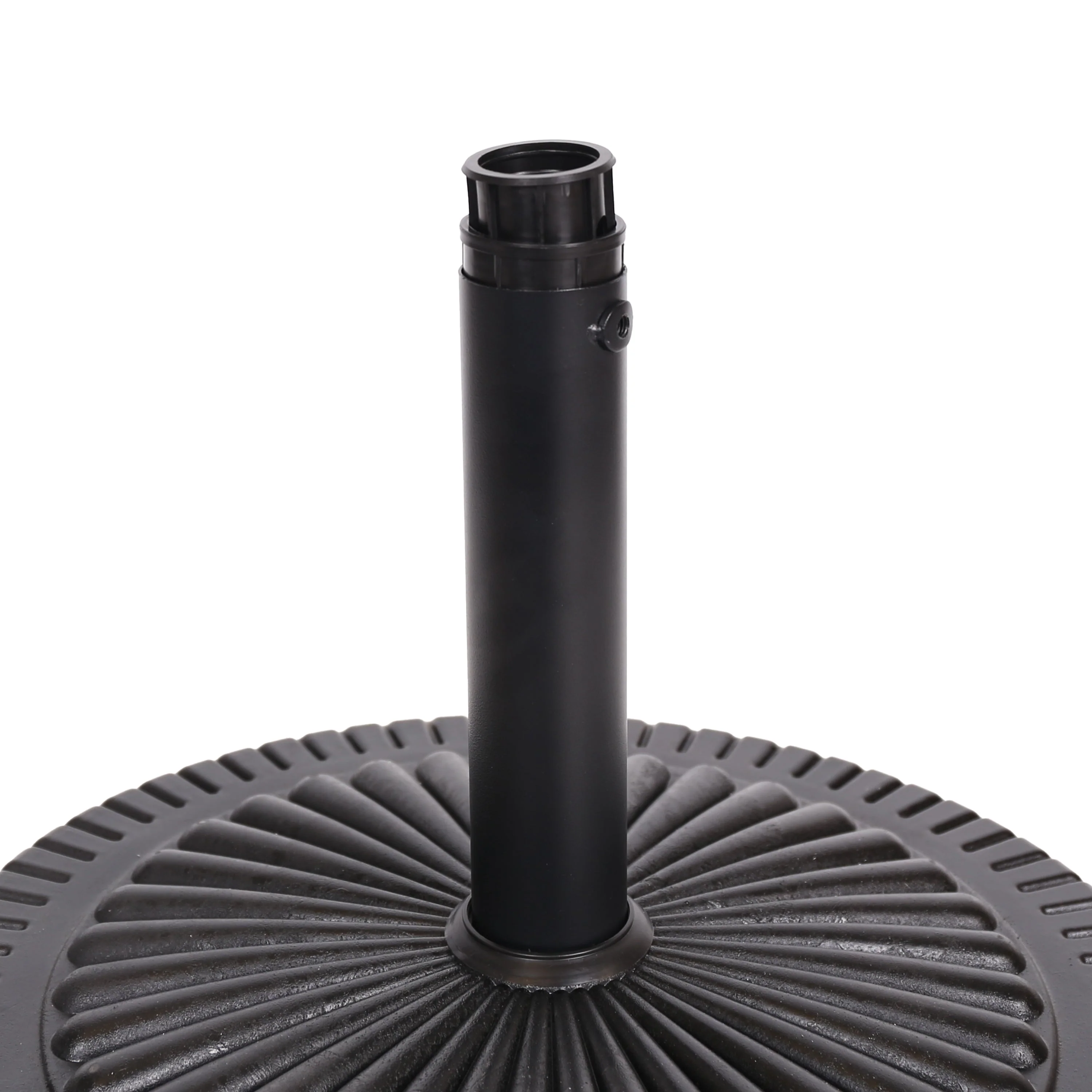 Black Rock Resin Outdoor Umbrella Base with Steel Support in Black Finish - Image 6