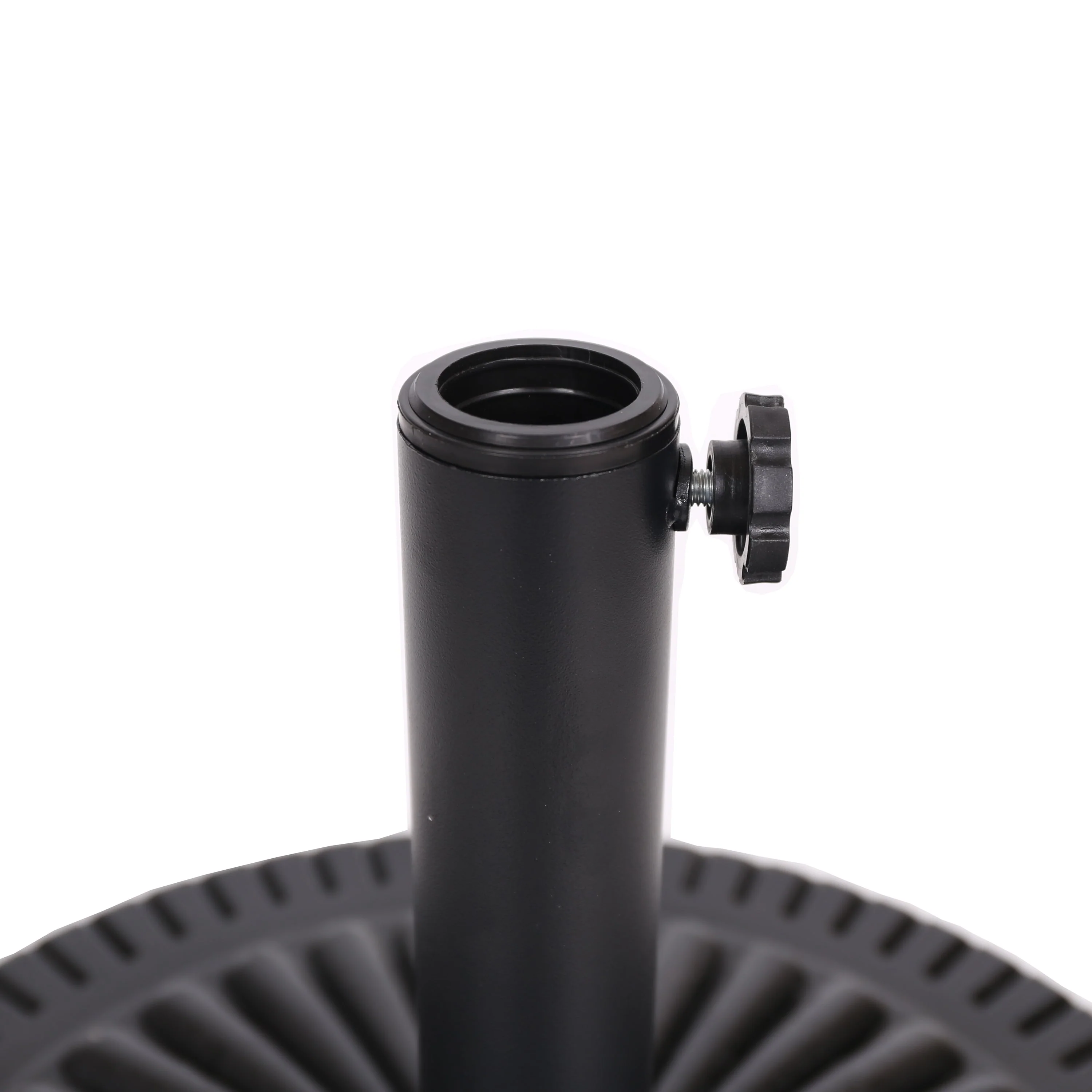 Black Rock Resin Outdoor Umbrella Base with Steel Support in Black Finish - Image 7