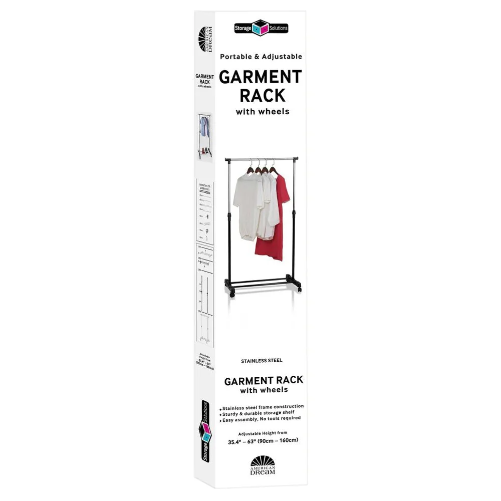 Black Stainless Steel Double Rod Clothes Rack - Image 2