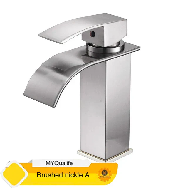 Black Waterfall Bathroom Faucet Basin Mixer Tap Single Hole Hot Cold Sink Tap - Image 11