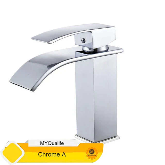 Black Waterfall Bathroom Faucet Basin Mixer Tap Single Hole Hot Cold Sink Tap - Image 13