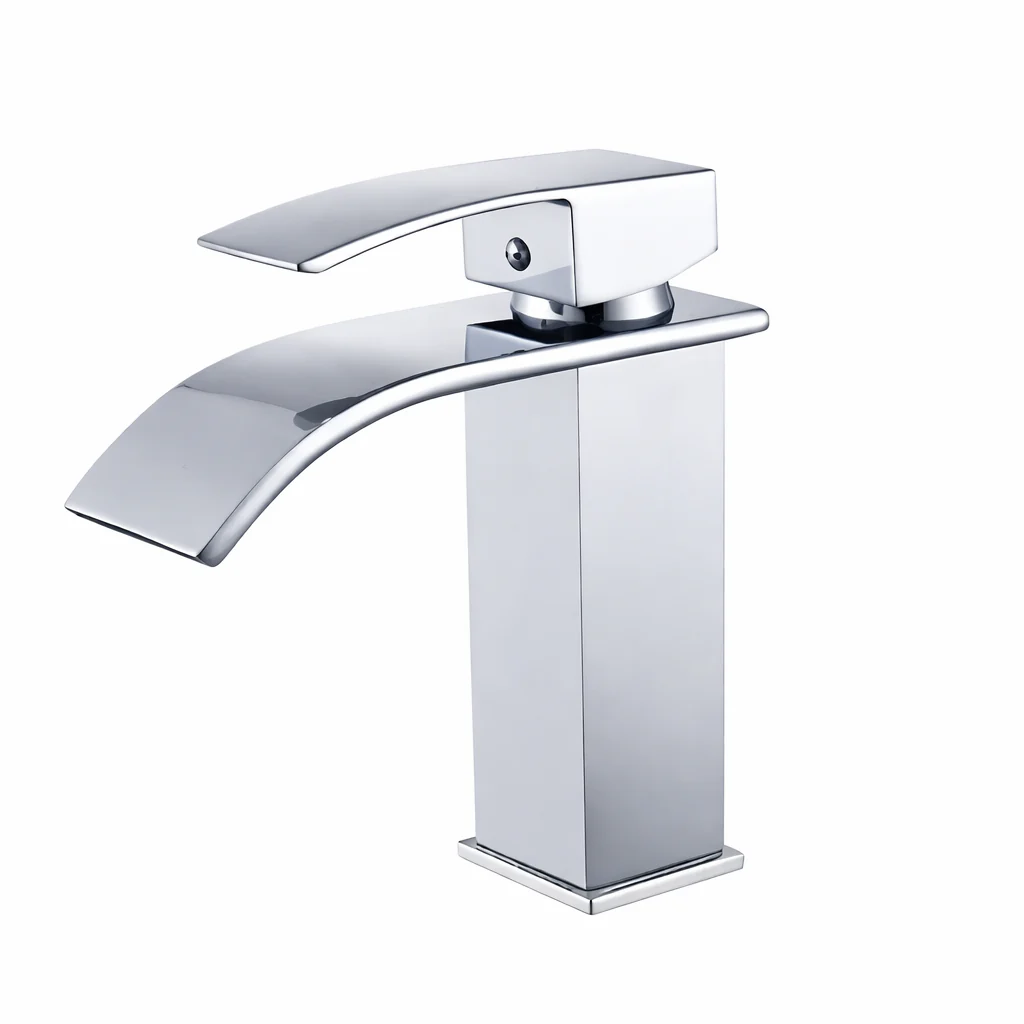 Black Waterfall Bathroom Faucet Basin Mixer Tap Single Hole Hot Cold Sink Tap - Image 17