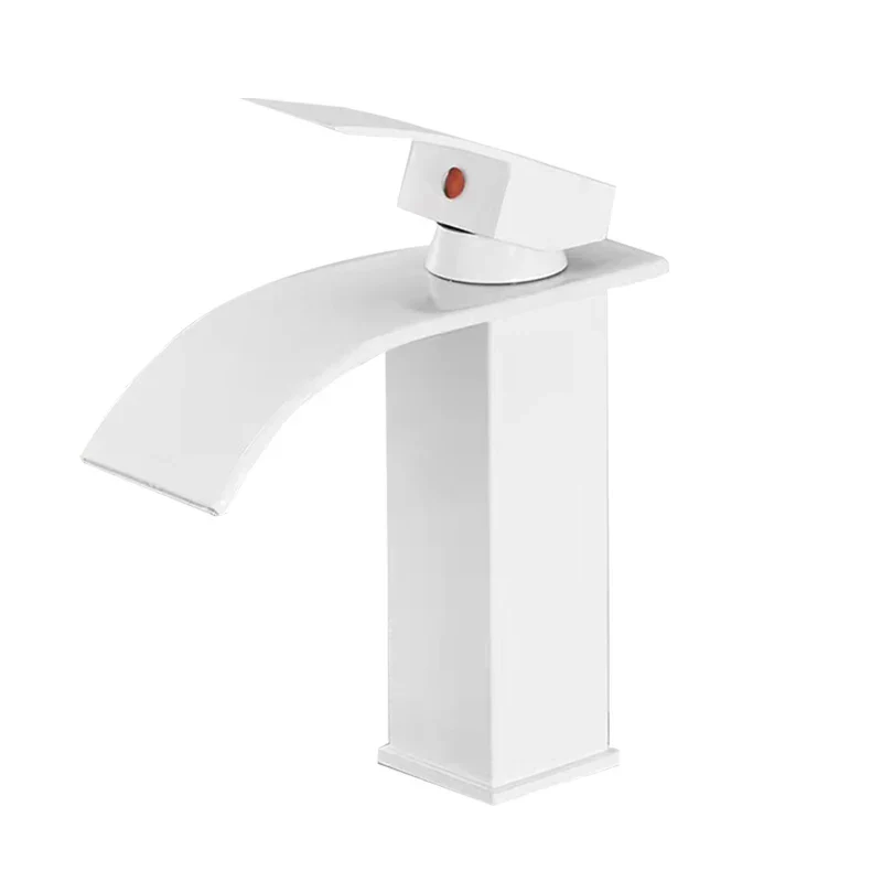 Black Waterfall Bathroom Faucet Basin Mixer Tap Single Hole Hot Cold Sink Tap - Image 9