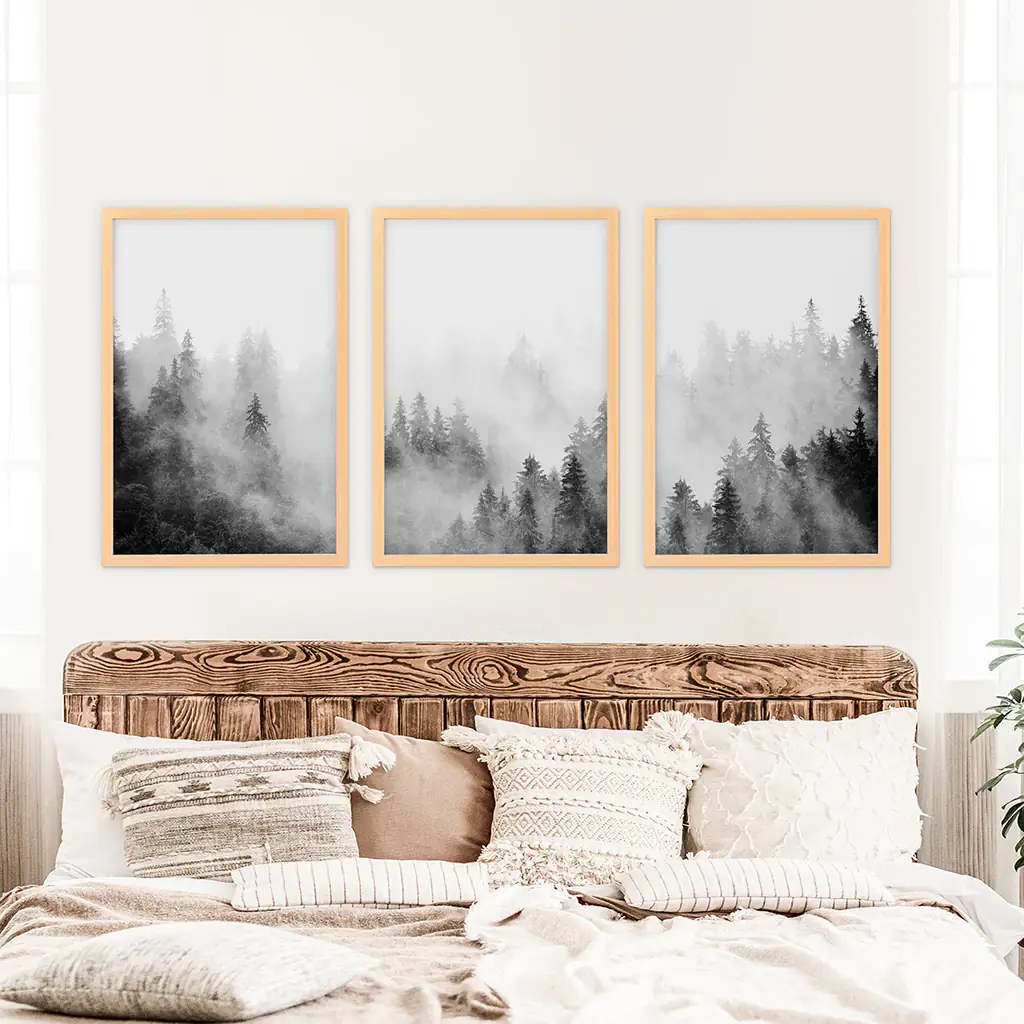 Black White Misty Forest Wall Art Set of 3 - Image 8