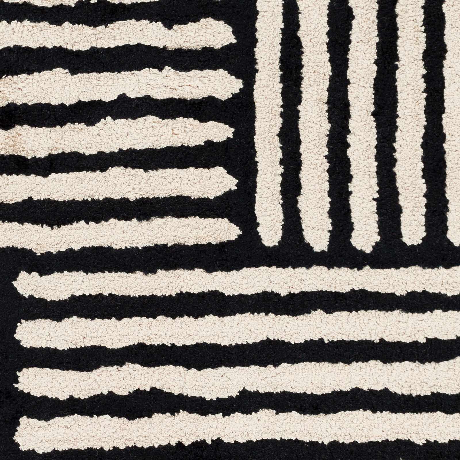 Black&White Striped Sheen Viscose Area Rug - Image 6