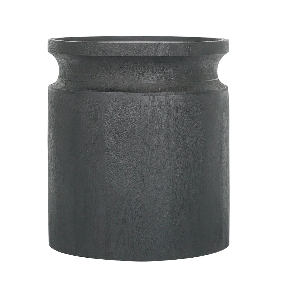Black Wooden Cylinder Side Table - Image 3