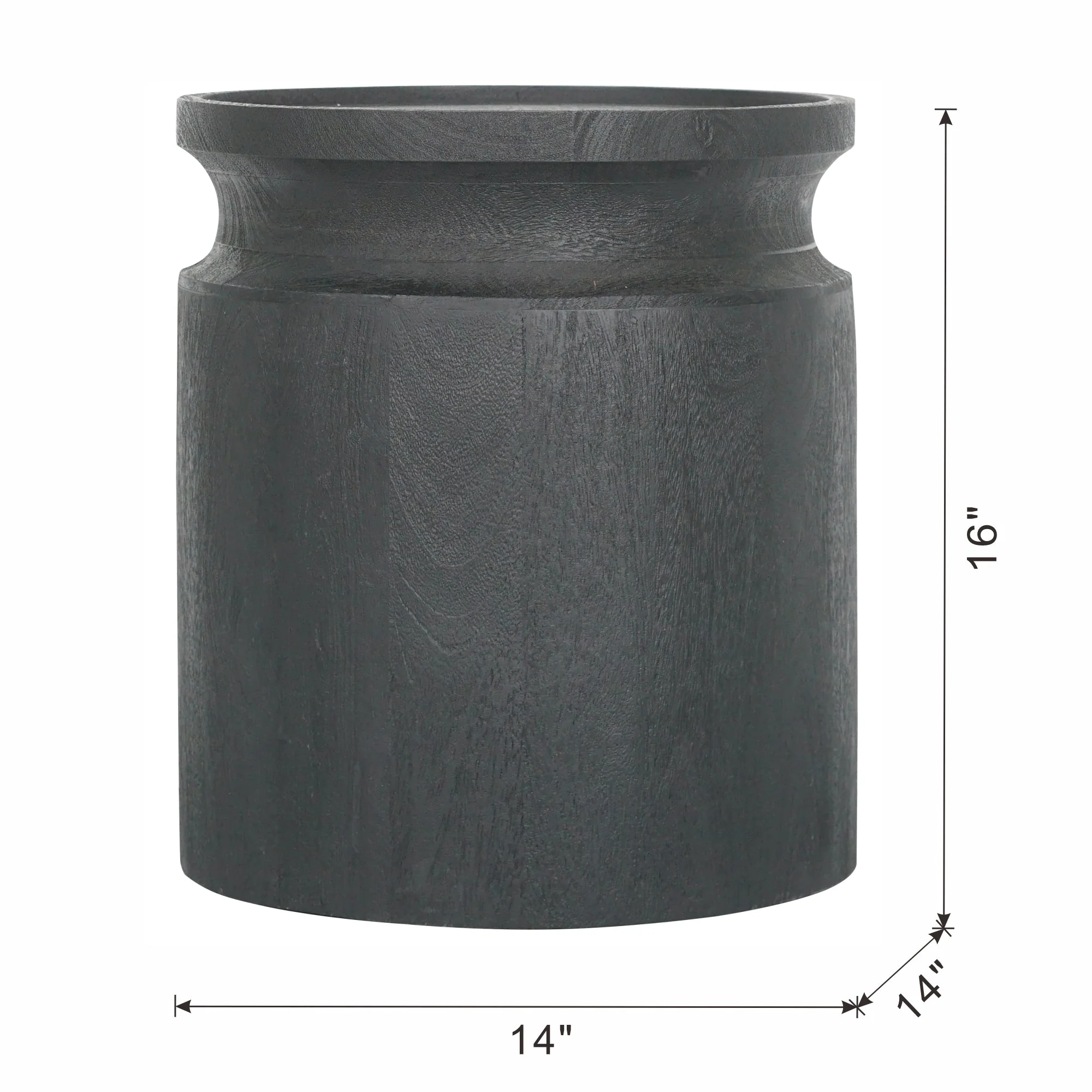 Black Wooden Cylinder Side Table - Image 6