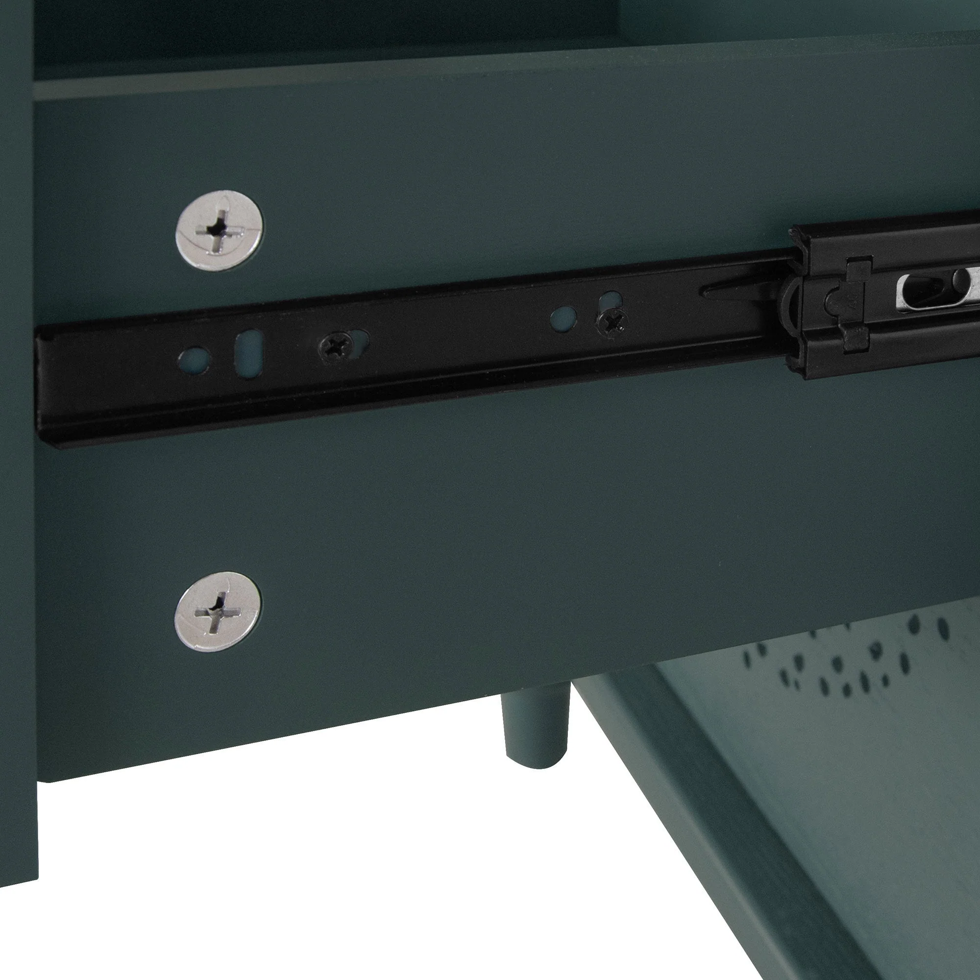 Blackish Green Hollow-Carved 3-Drawer Dresser with Metal Handles - Image 18