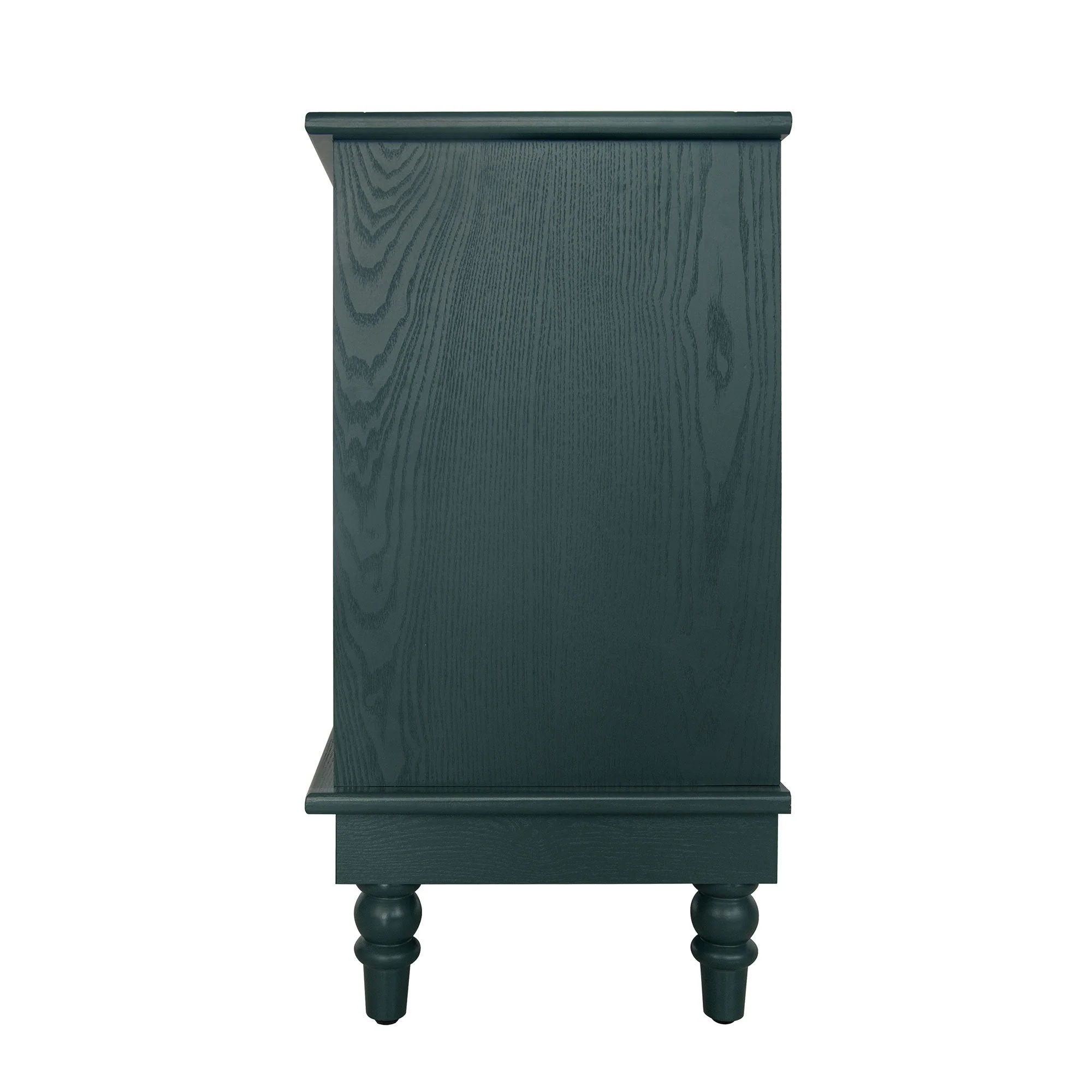 Blackish Green Hollow-Carved 3-Drawer Dresser with Metal Handles - Image 9