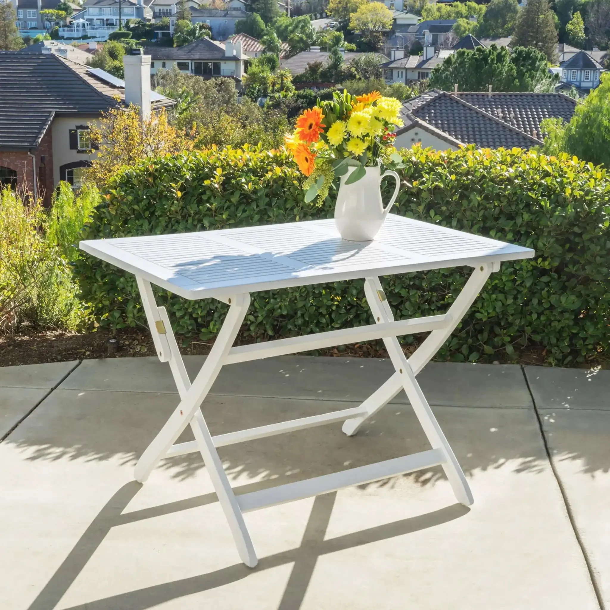 Blissique - Outdoor Foldable Wood Dining Table With Slat Design - Image 8
