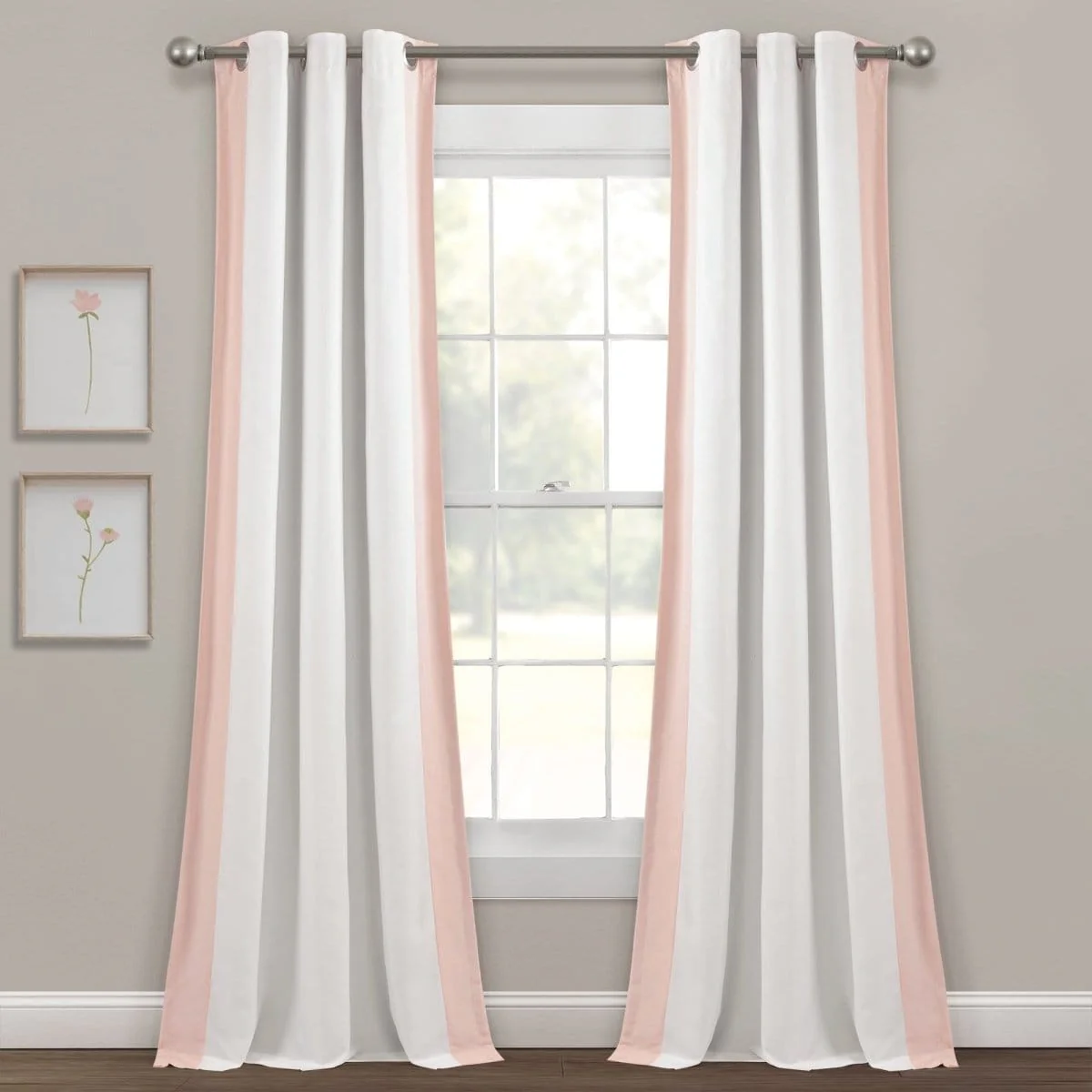 Block Border Blackout Window Curtain Panel - Image 2