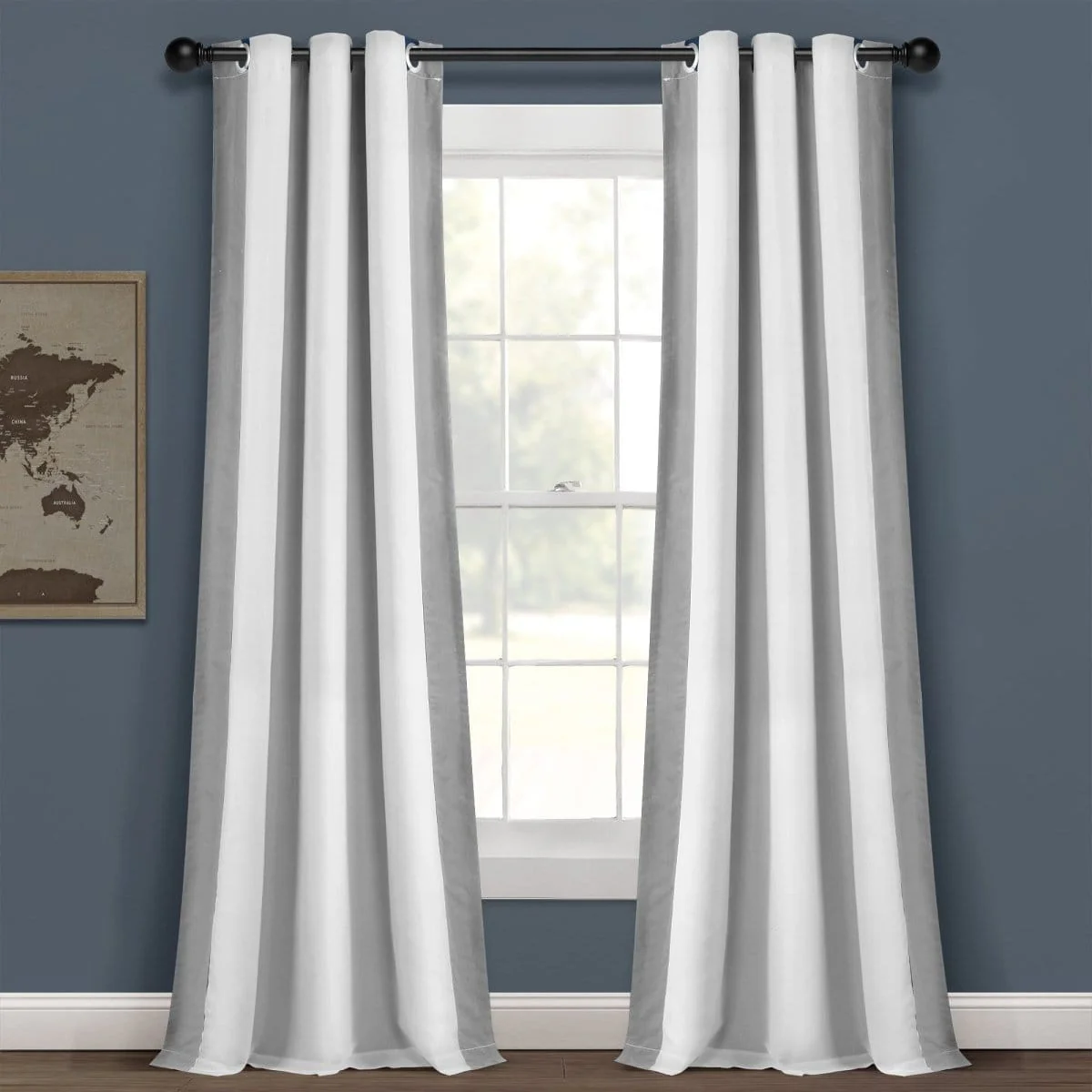Block Border Blackout Window Curtain Panel - Image 3