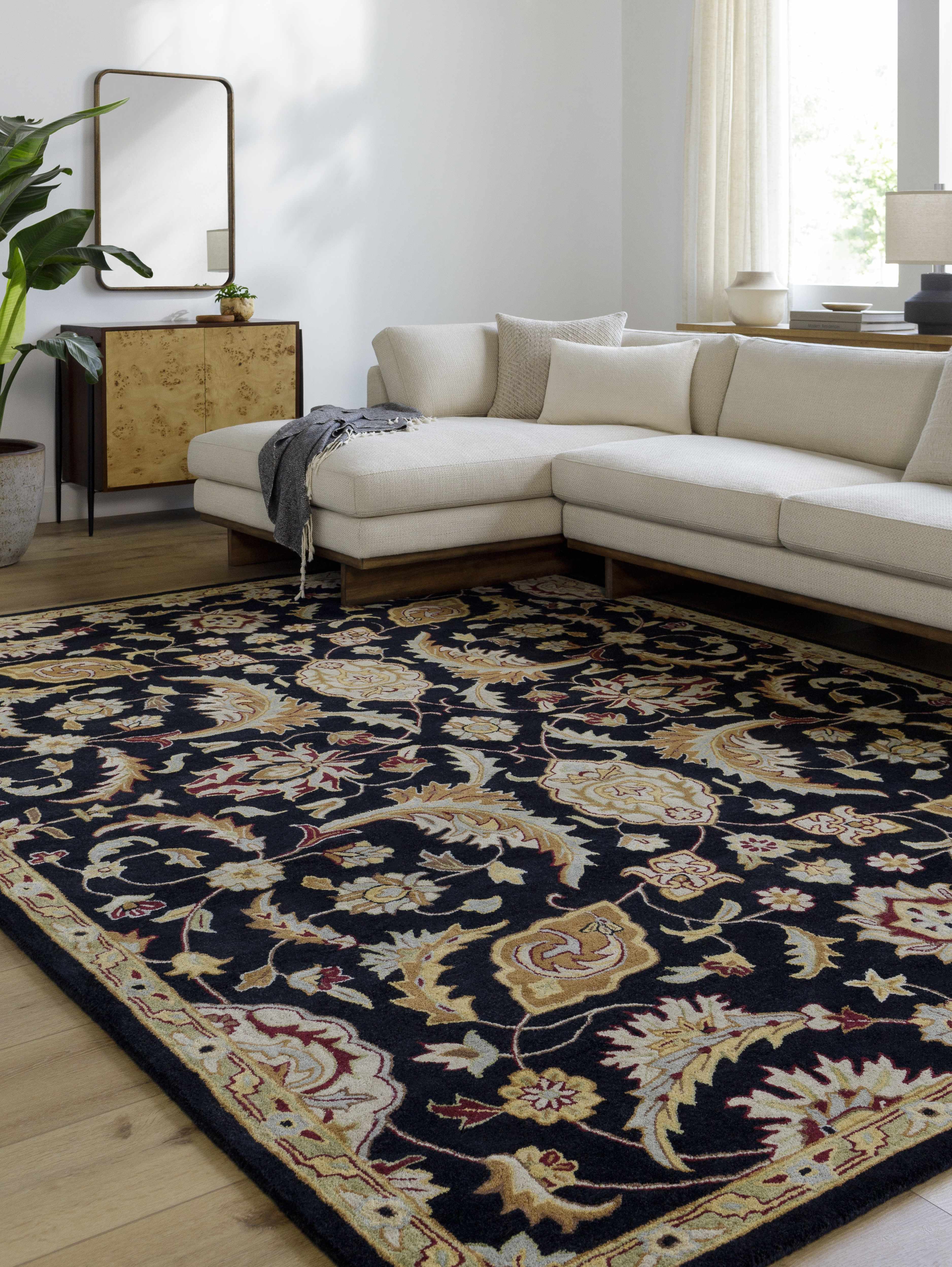 Blomkest Black&Yellow Traditional Wool Carpet - Image 13
