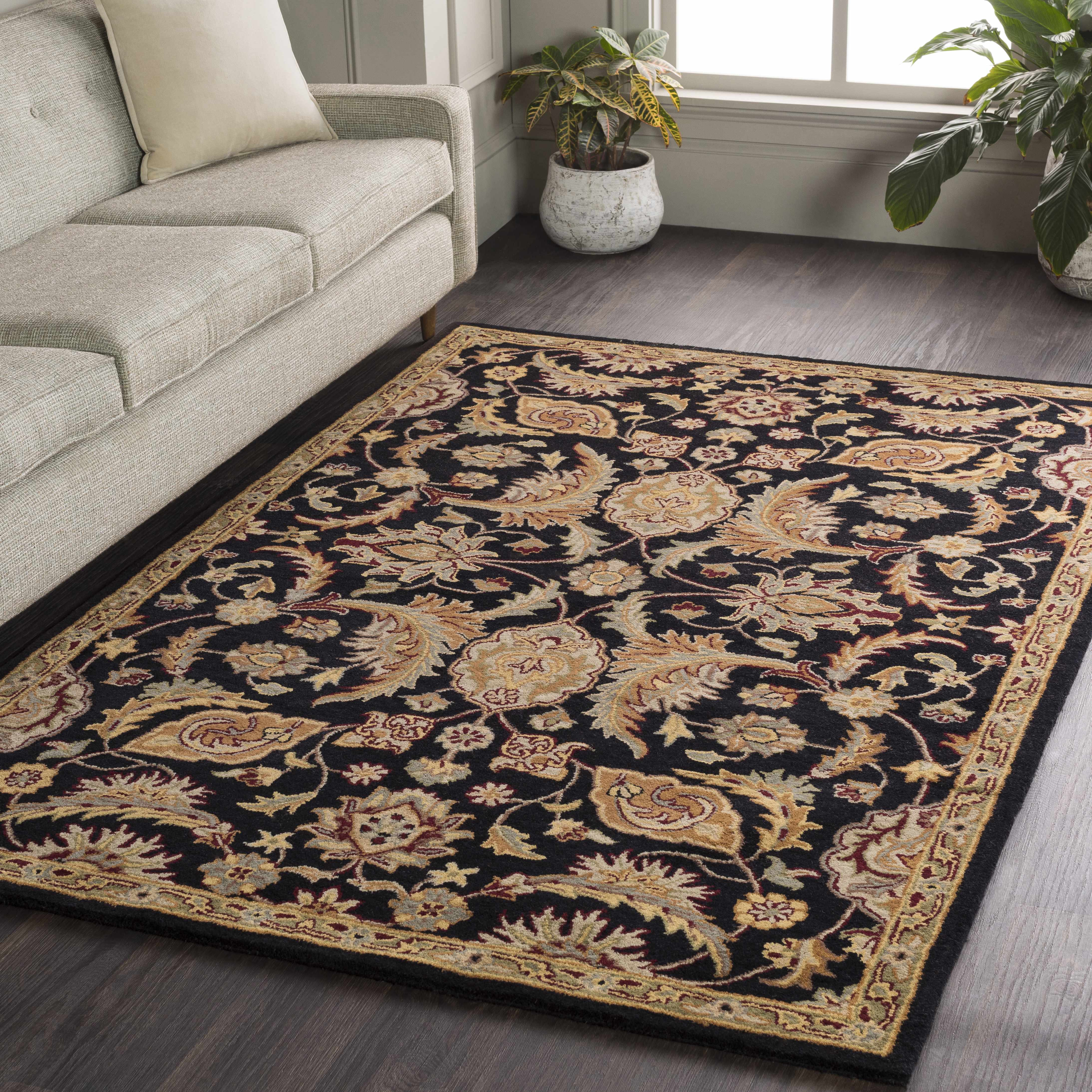 Blomkest Black&Yellow Traditional Wool Carpet - Image 2