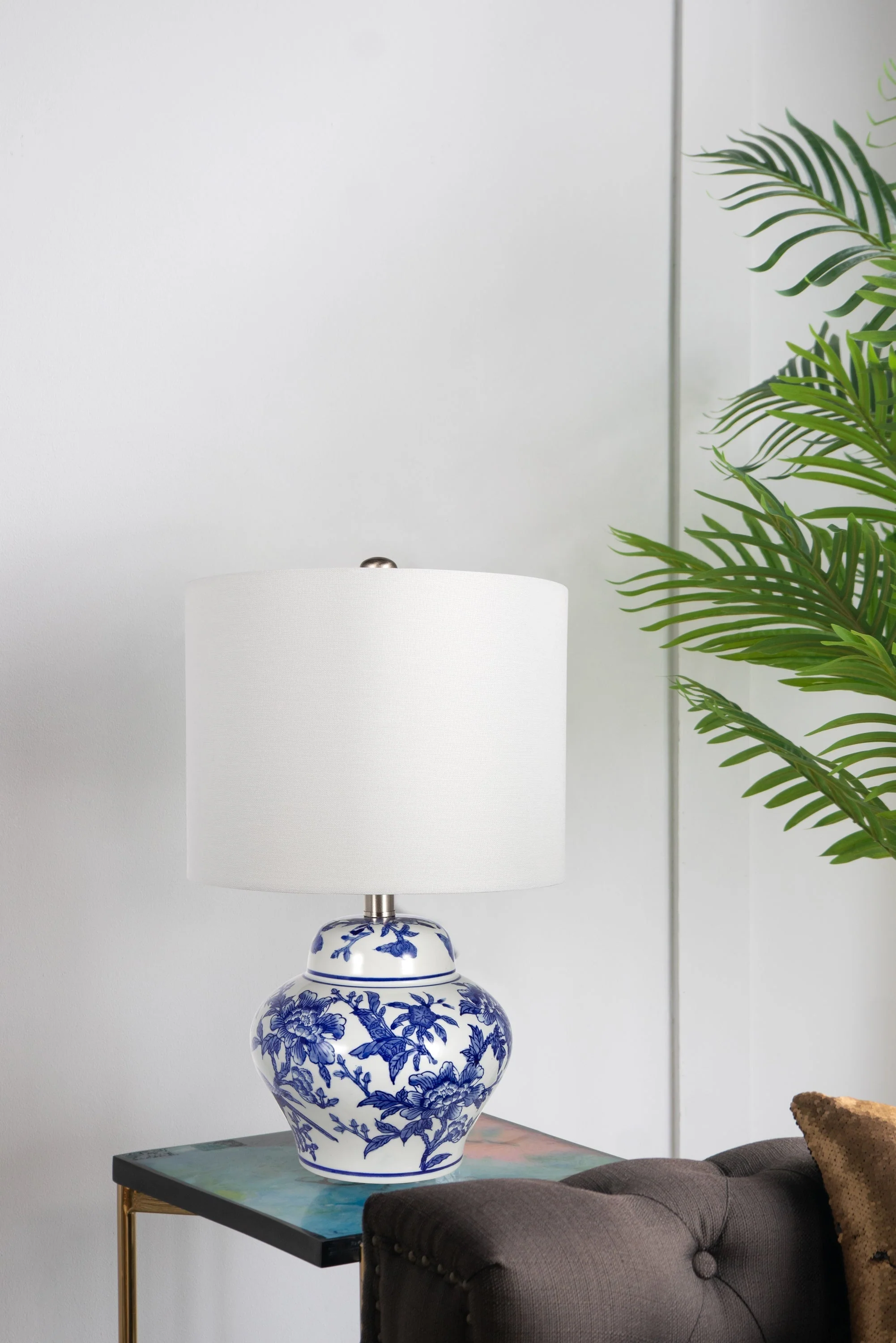 Blue and White Short Urn Ceramic Vase Lamp - Image 11