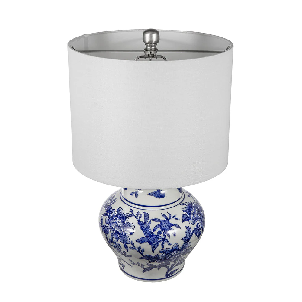 Blue and White Short Urn Ceramic Vase Lamp - Image 3