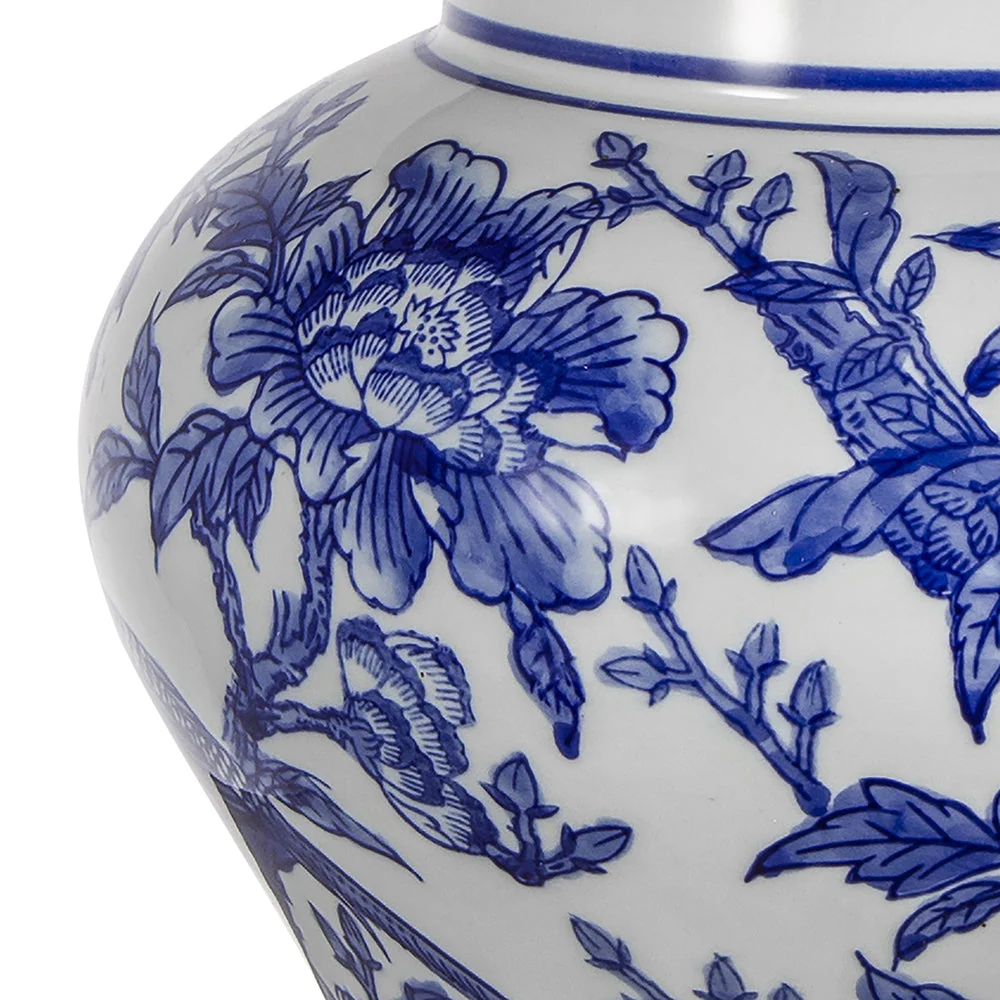 Blue and White Short Urn Ceramic Vase Lamp - Image 4