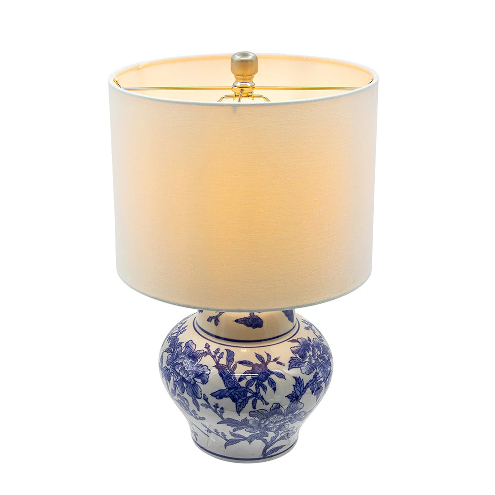 Blue and White Short Urn Ceramic Vase Lamp - Image 6