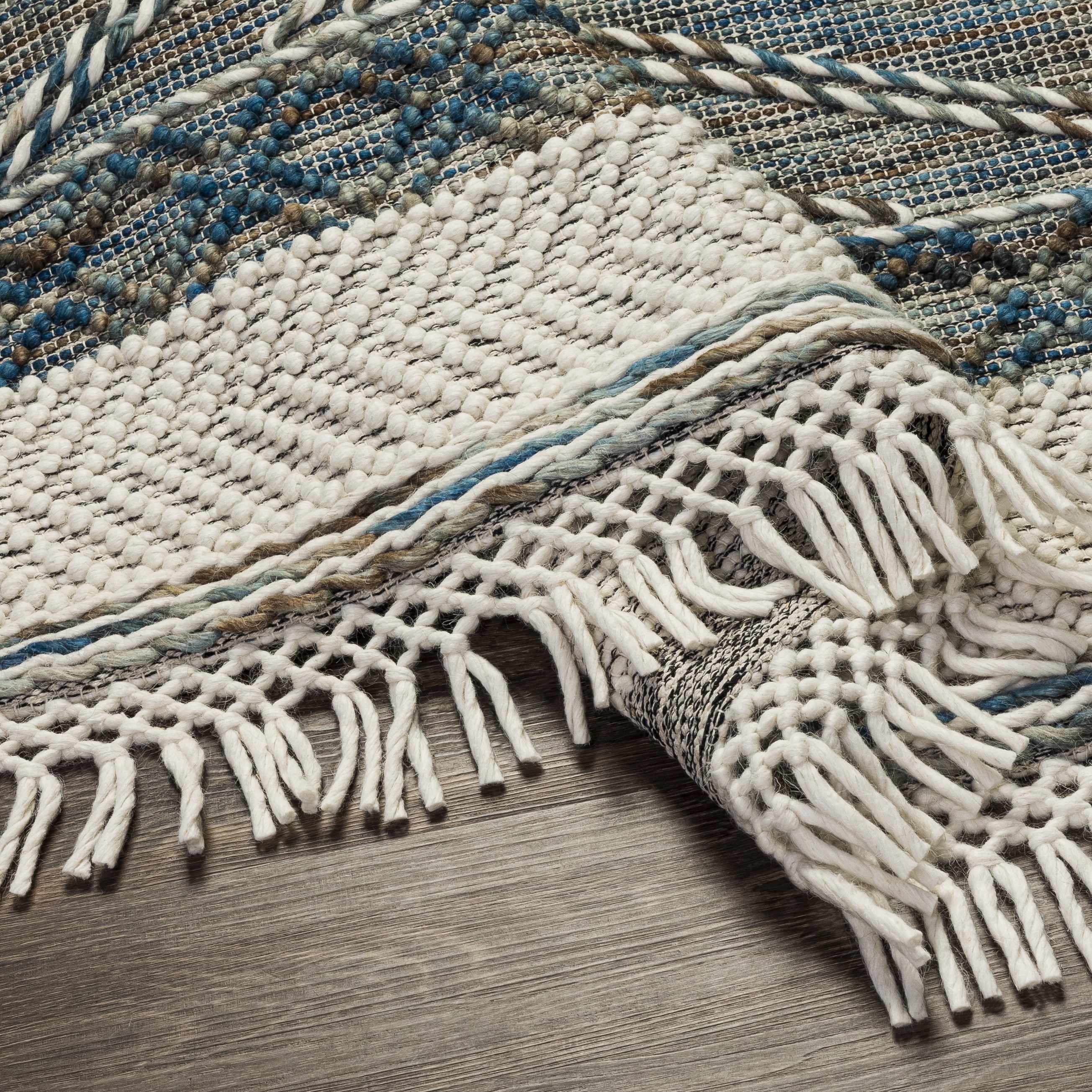 Blue Bogwalk Wool Blend Braided Tassel  Area Rug - Clearance - Image 4
