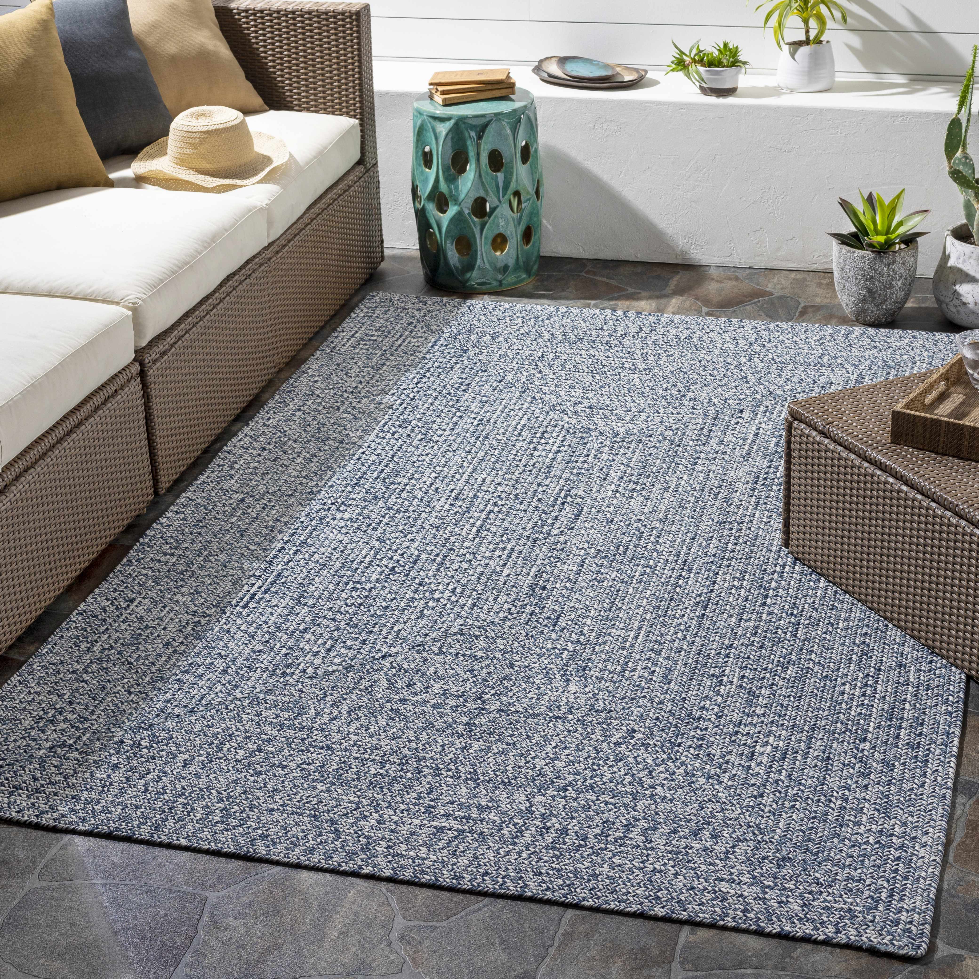 Blue Braided Faux Jute Rug - Image 2