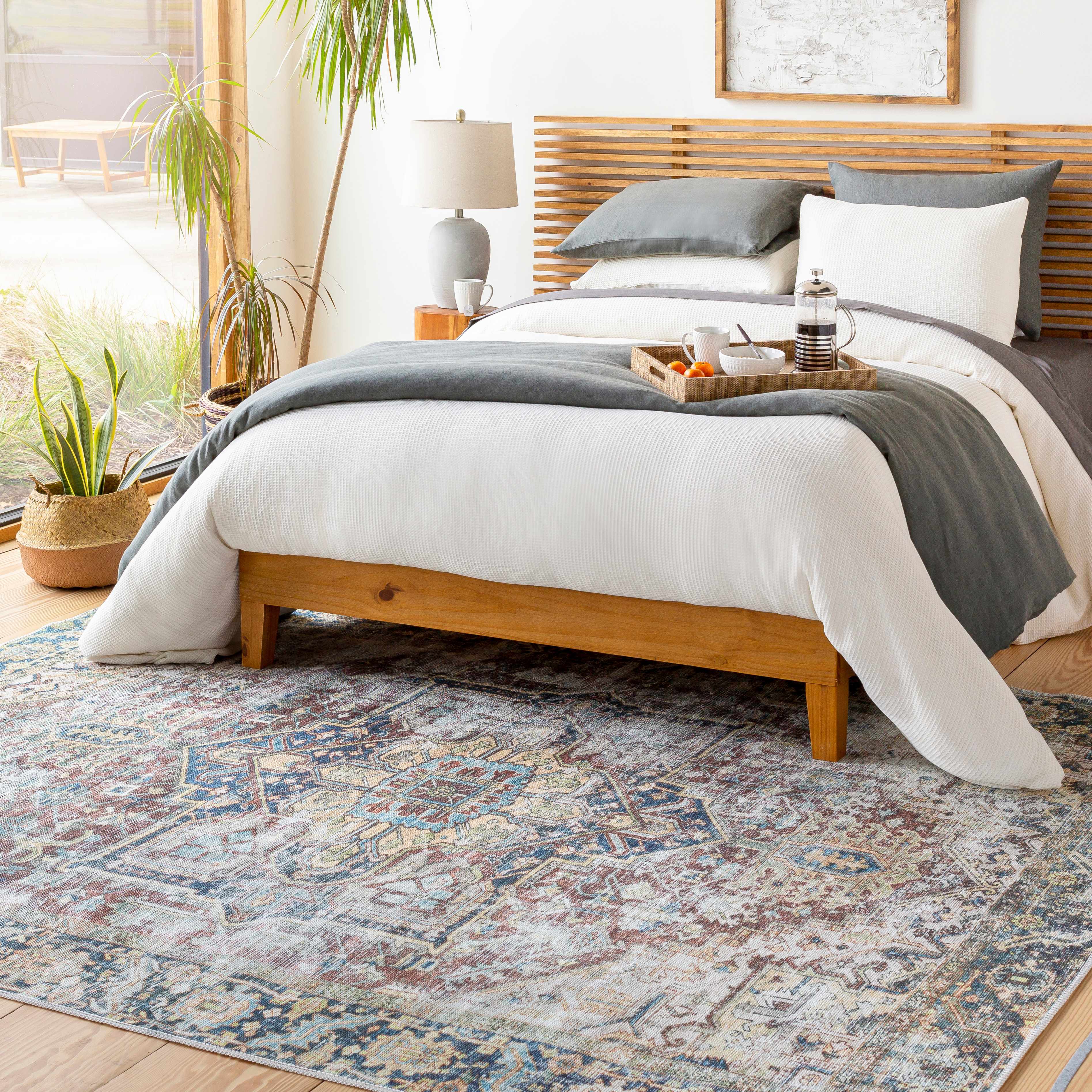 Blue Catigpian Distressed Washable Area Rug - Clearance - Image 2