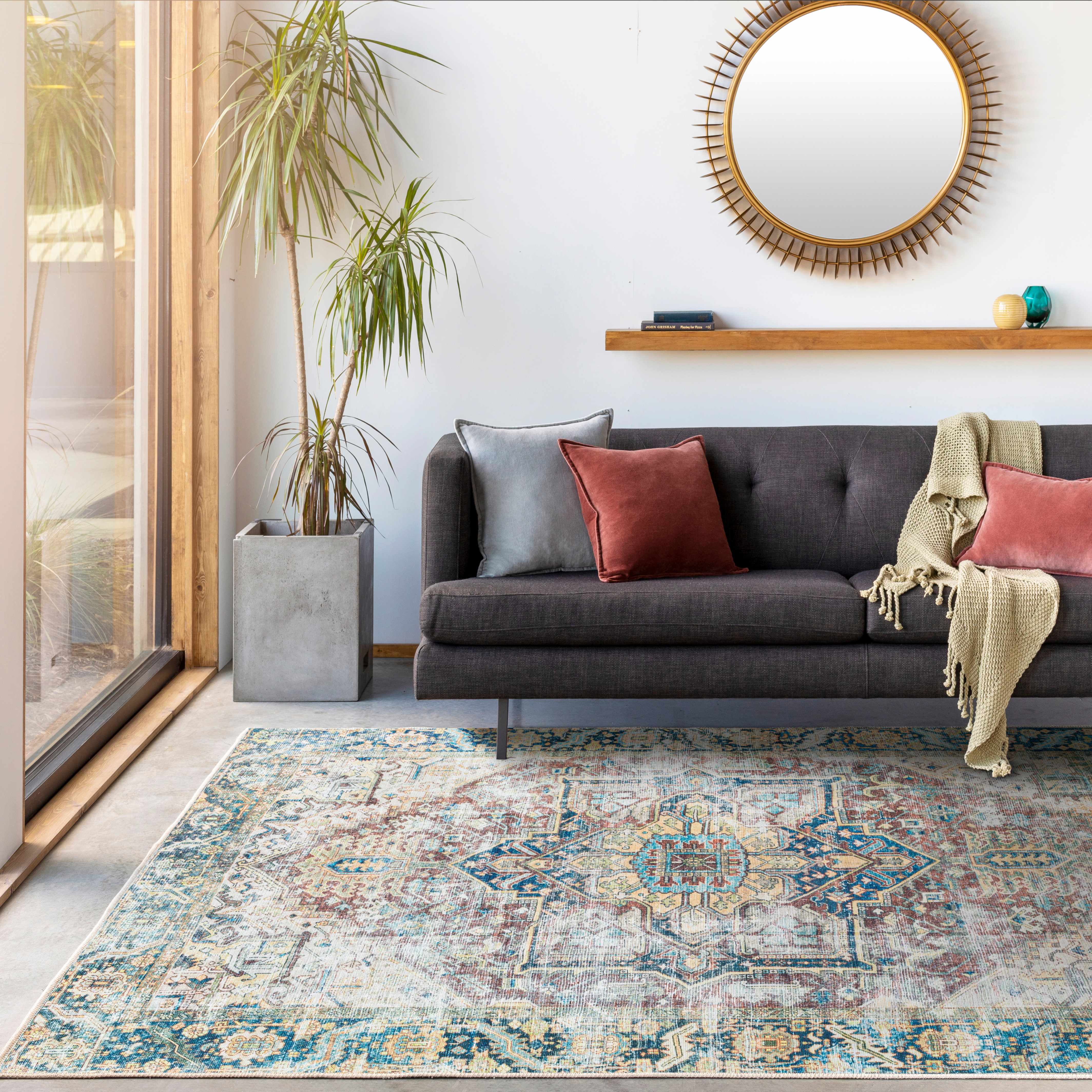 Blue Catigpian Distressed Washable Area Rug - Clearance - Image 3