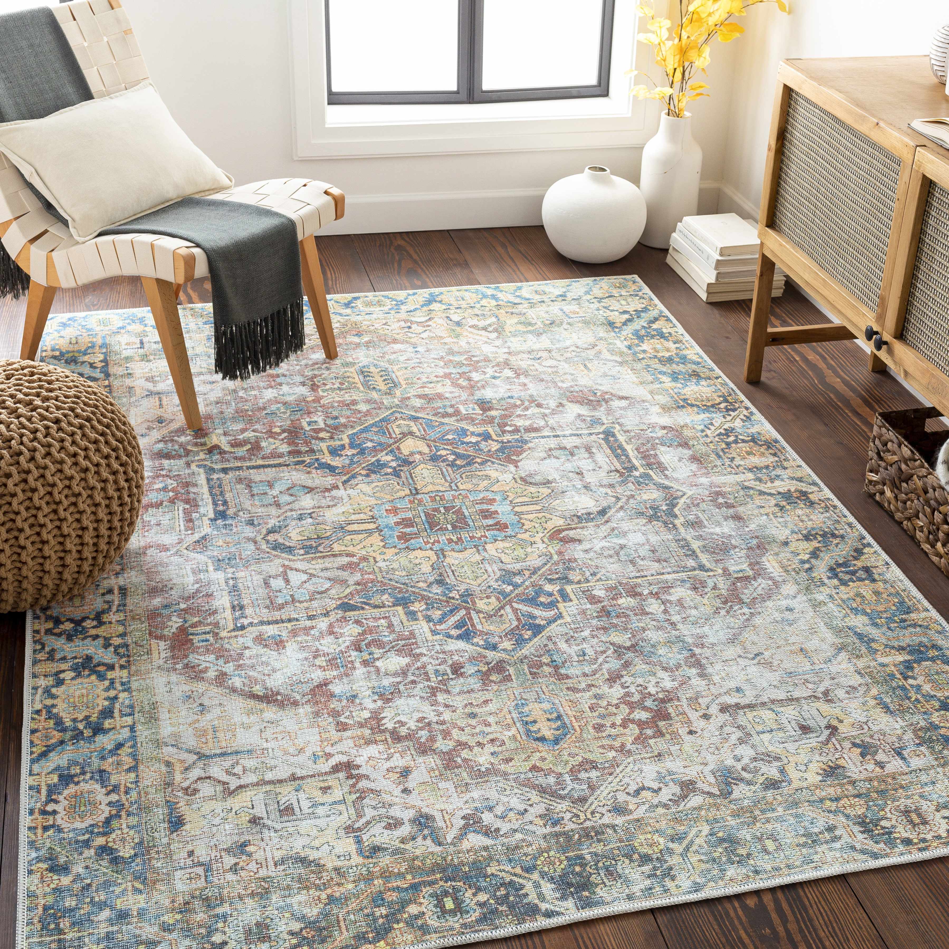 Blue Catigpian Distressed Washable Area Rug - Clearance - Image 4