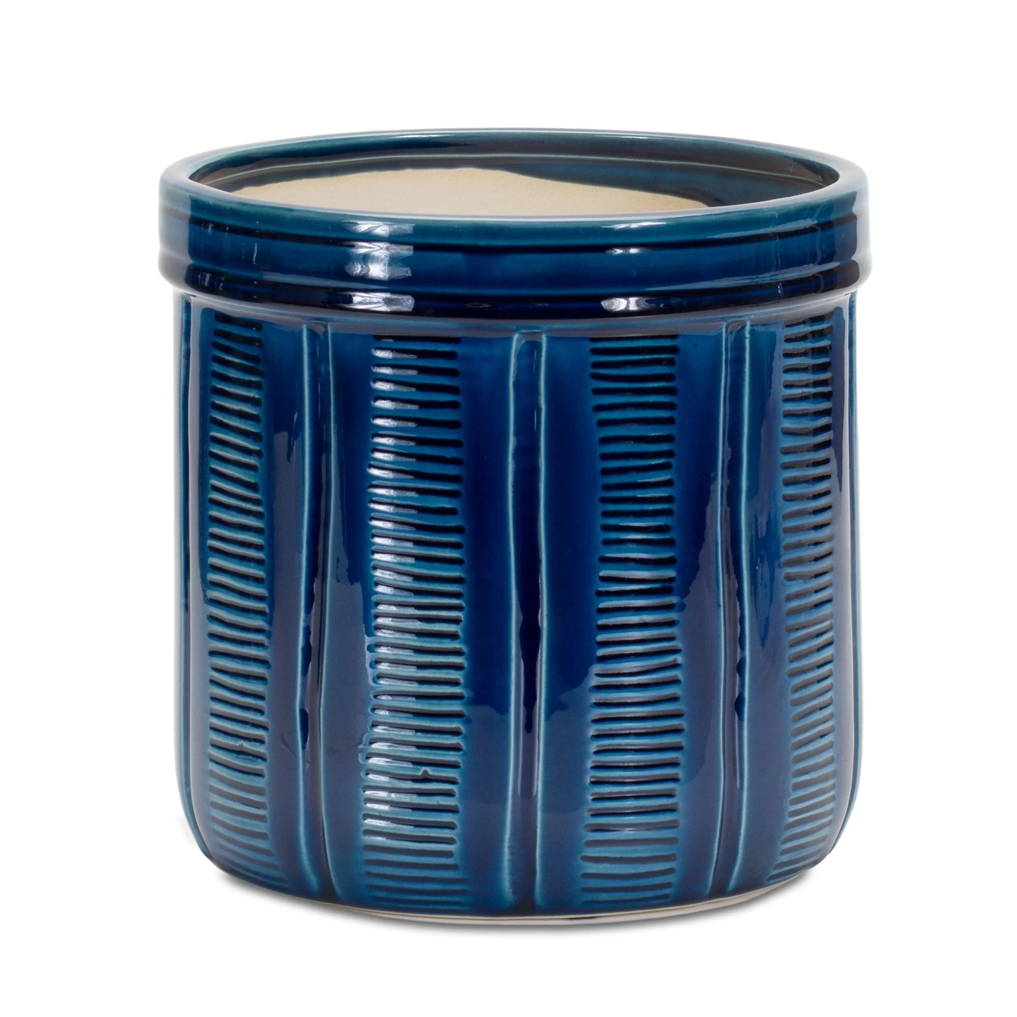 Blue Etched Terra Cotta Pot Planter (Set of 3) - Image 4