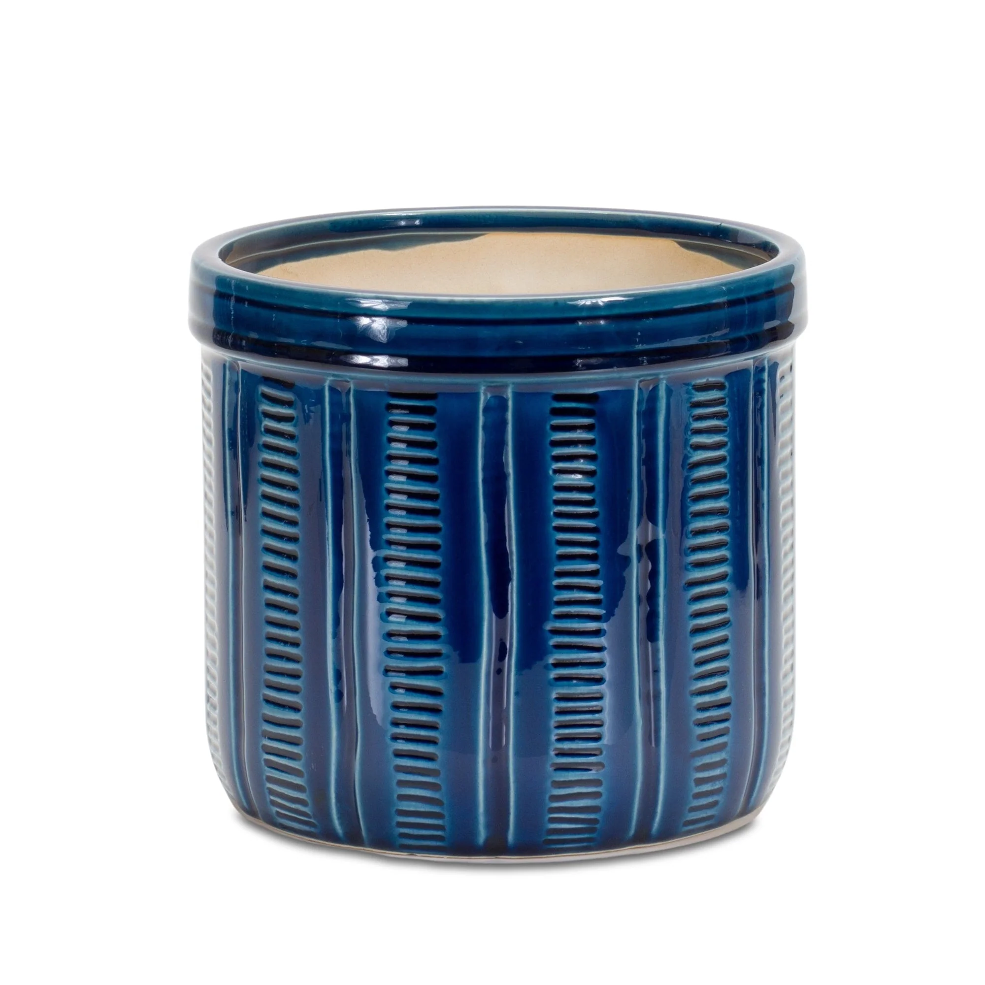 Blue Etched Terra Cotta Pot Planter (Set of 3) - Image 5