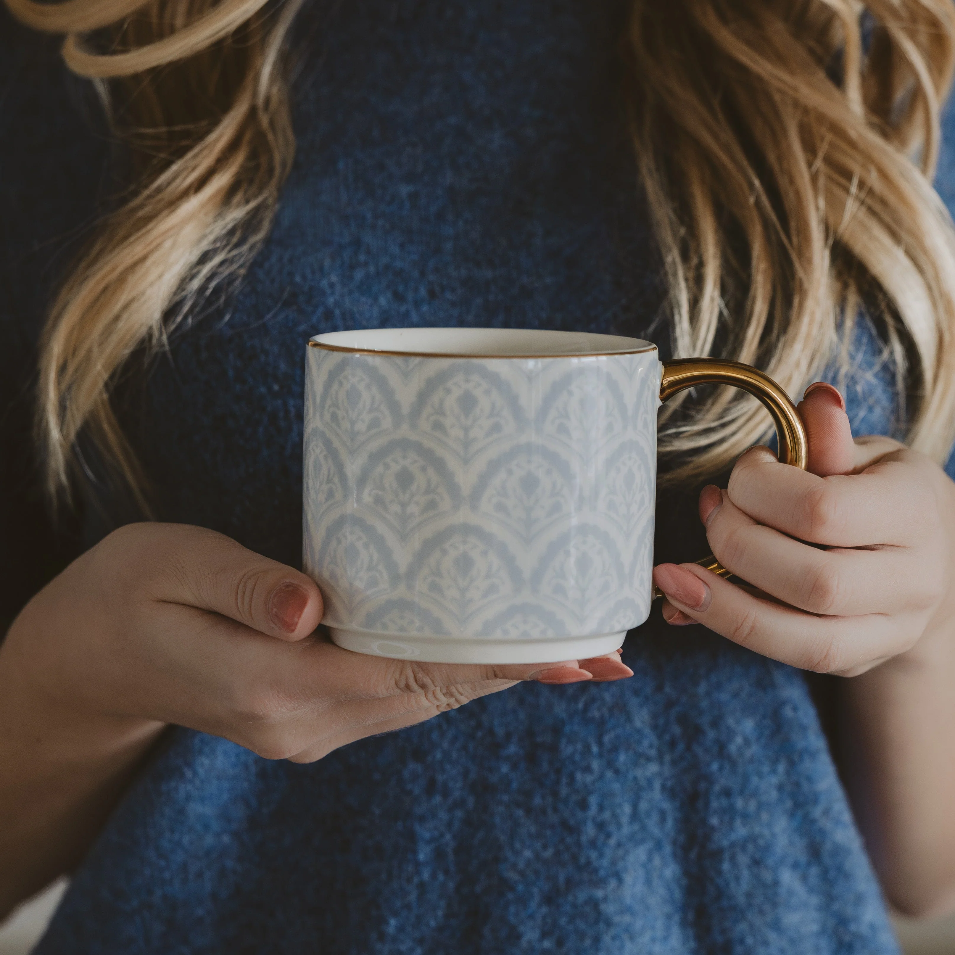 Blue Fan Quilt 14oz. Coffee Mug - Image 3