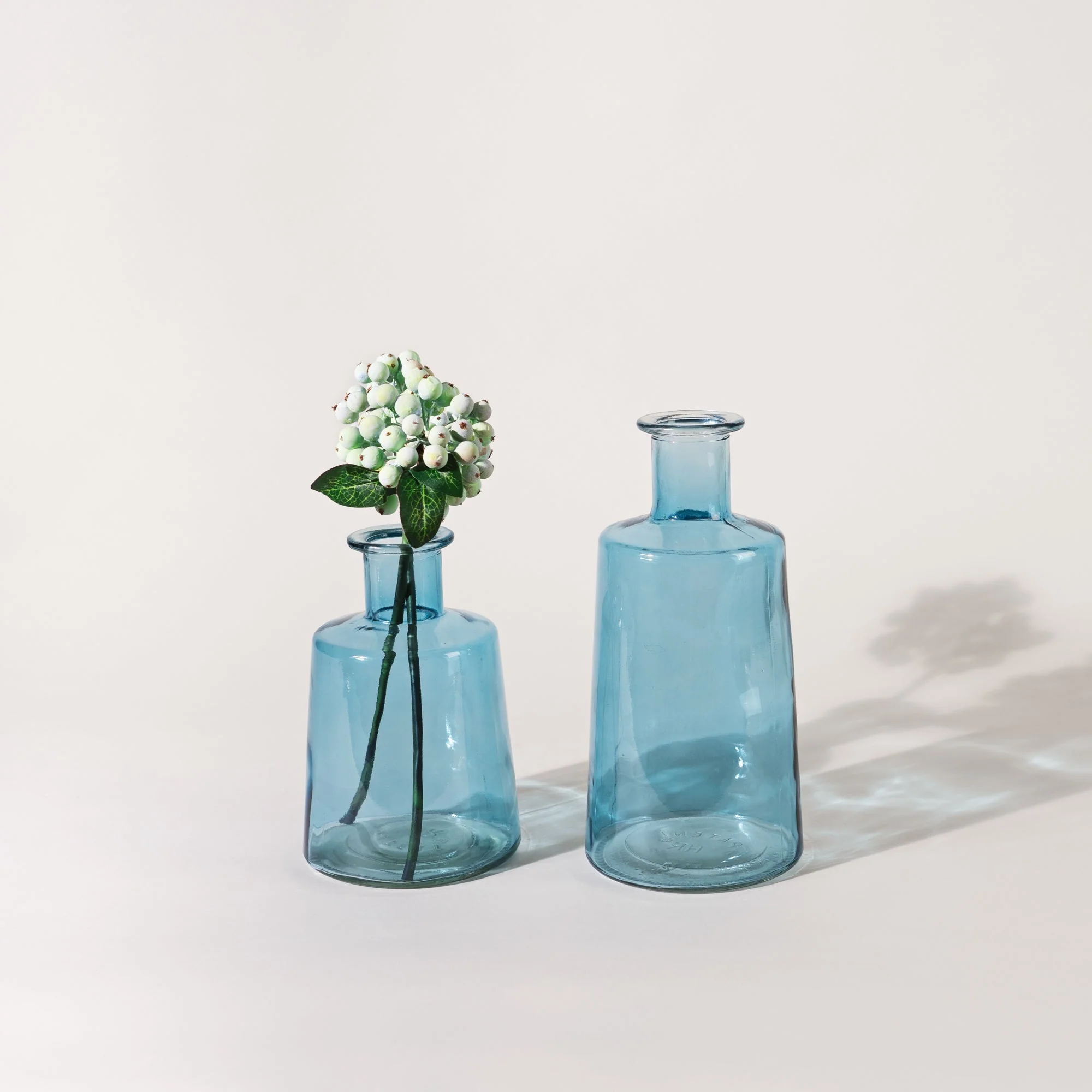 Blue glass tapered bottle vase (set of 2) - Image 2