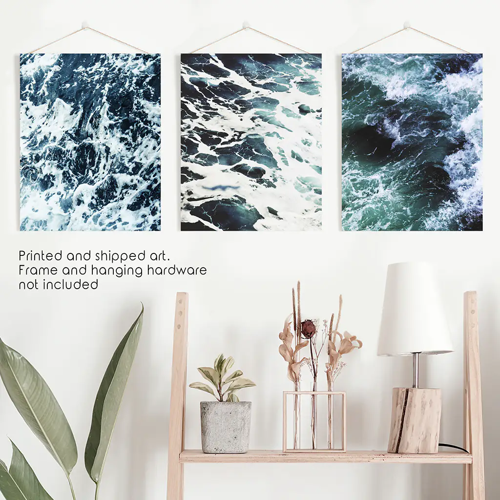 Blue Green Ocean Waves 3 Piece Wall Art - Image 10