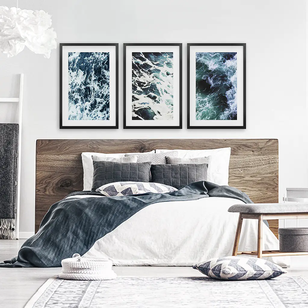Blue Green Ocean Waves 3 Piece Wall Art - Image 4